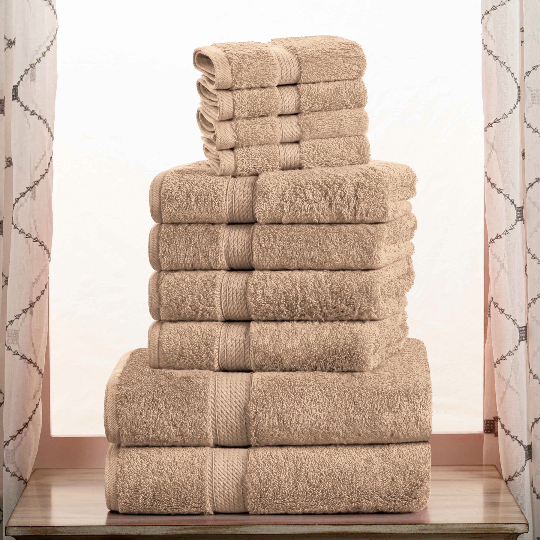 Egyptian Cotton Heavyweight 10 Piece Bath Towel Set - Latte