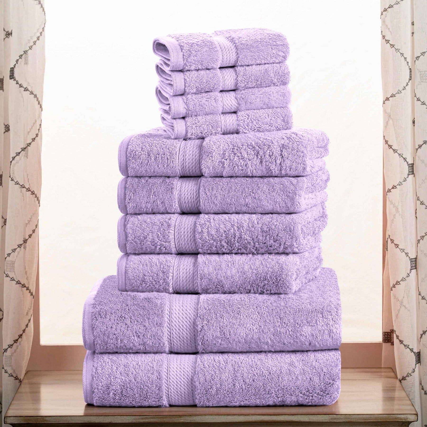 Egyptian Cotton Heavyweight 10 Piece Bath Towel Set - Purple