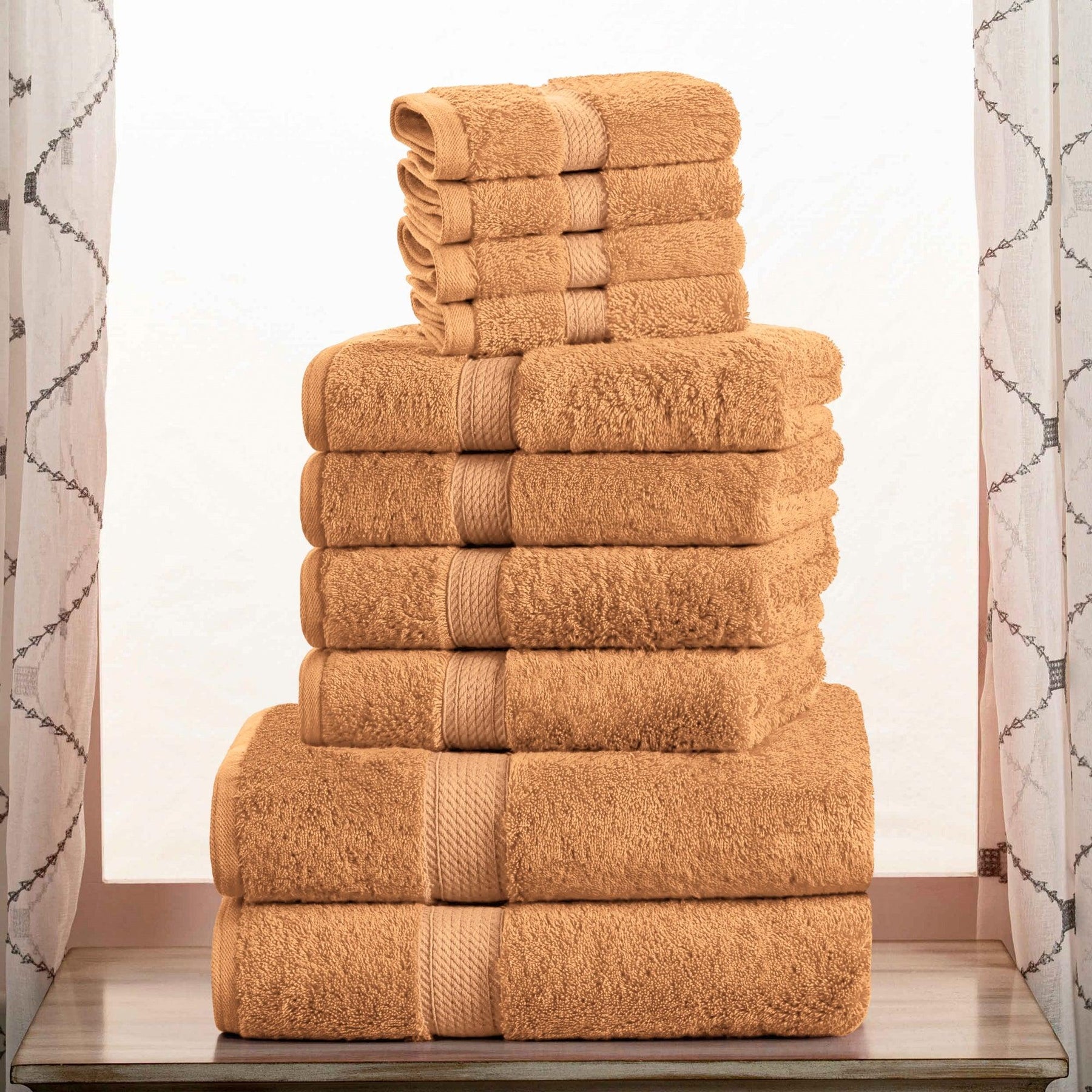 Egyptian Cotton Heavyweight 10 Piece Bath Towel Set - Rust
