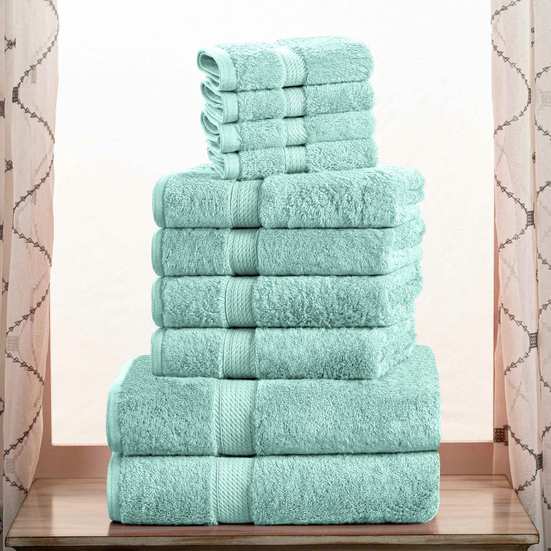 Egyptian Cotton Heavyweight 10 Piece Bath Towel Set - Sea Foam