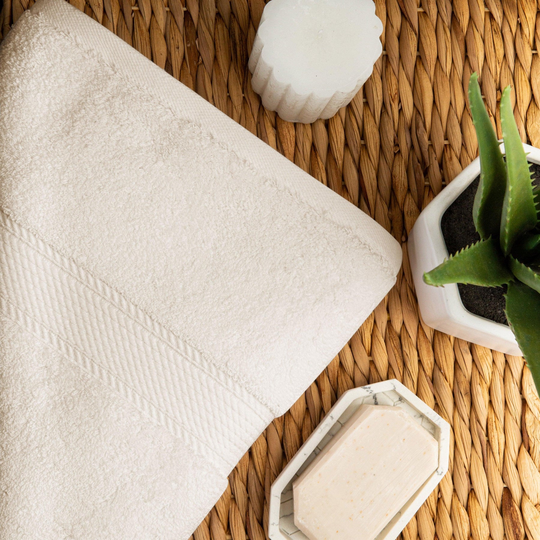 Egyptian Cotton Heavyweight 2 Piece Bath Towel Set - Cream