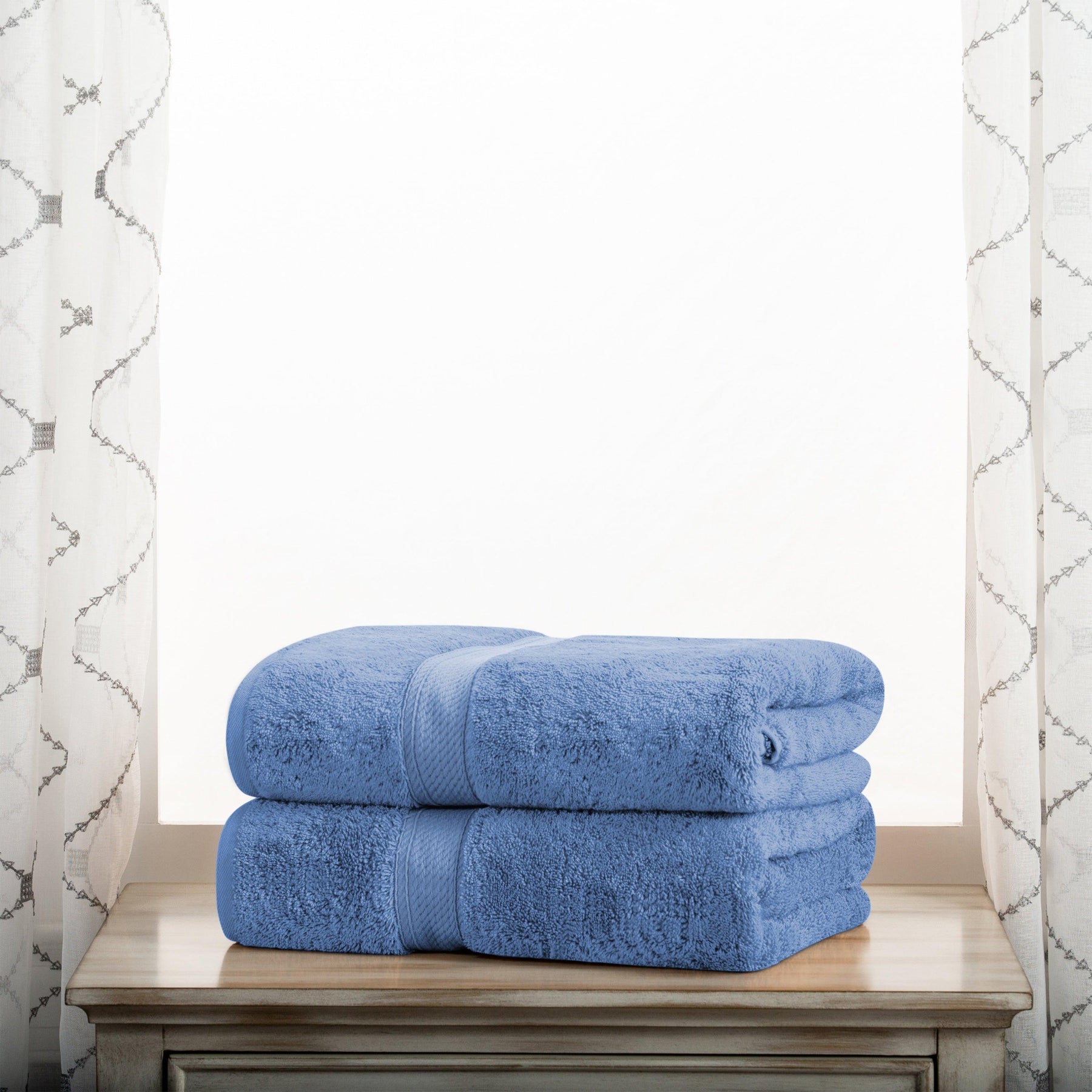 Egyptian Cotton Heavyweight 2 Piece Bath Towel Set - Denim Blue