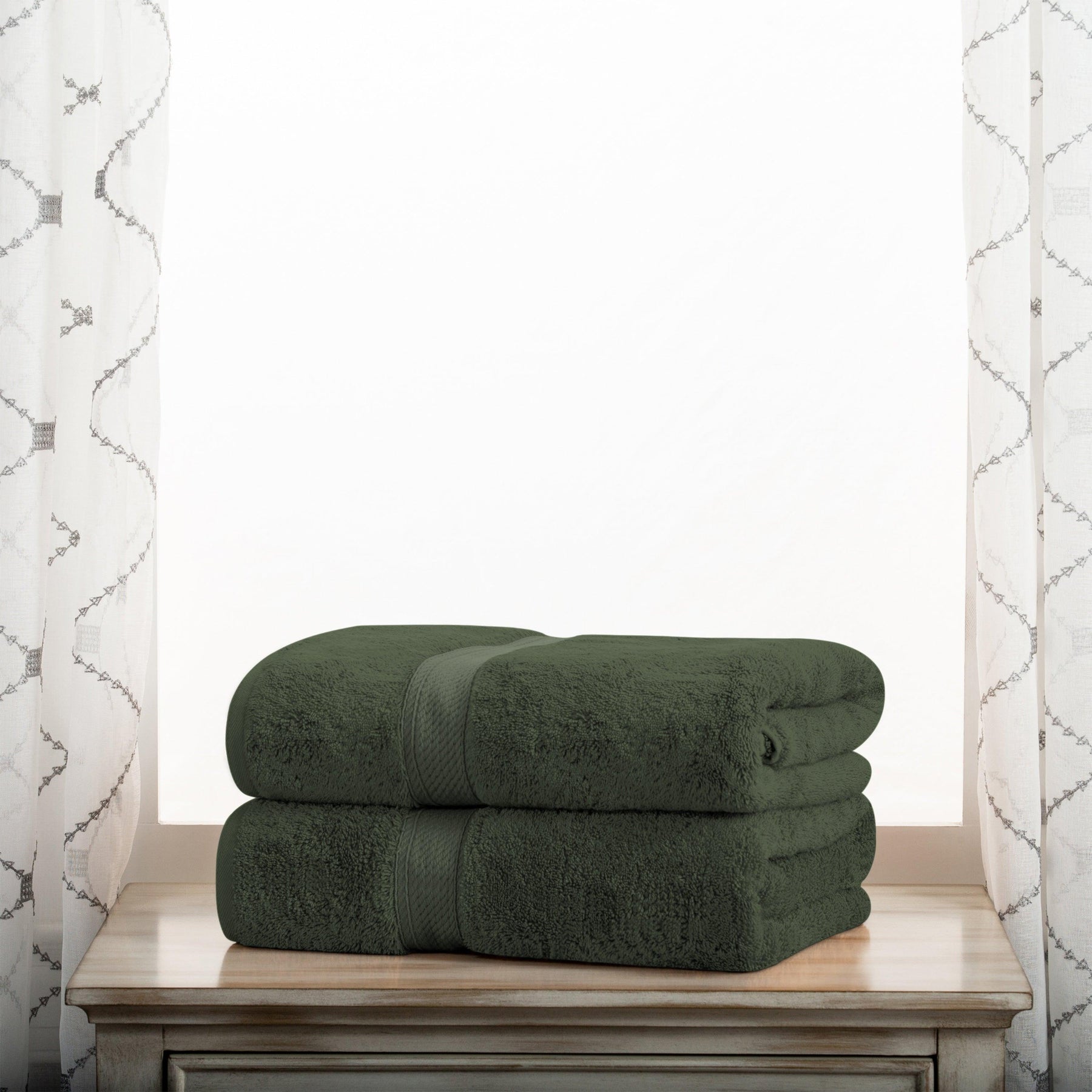 Egyptian Cotton Heavyweight 2 Piece Bath Towel Set - Forest Green