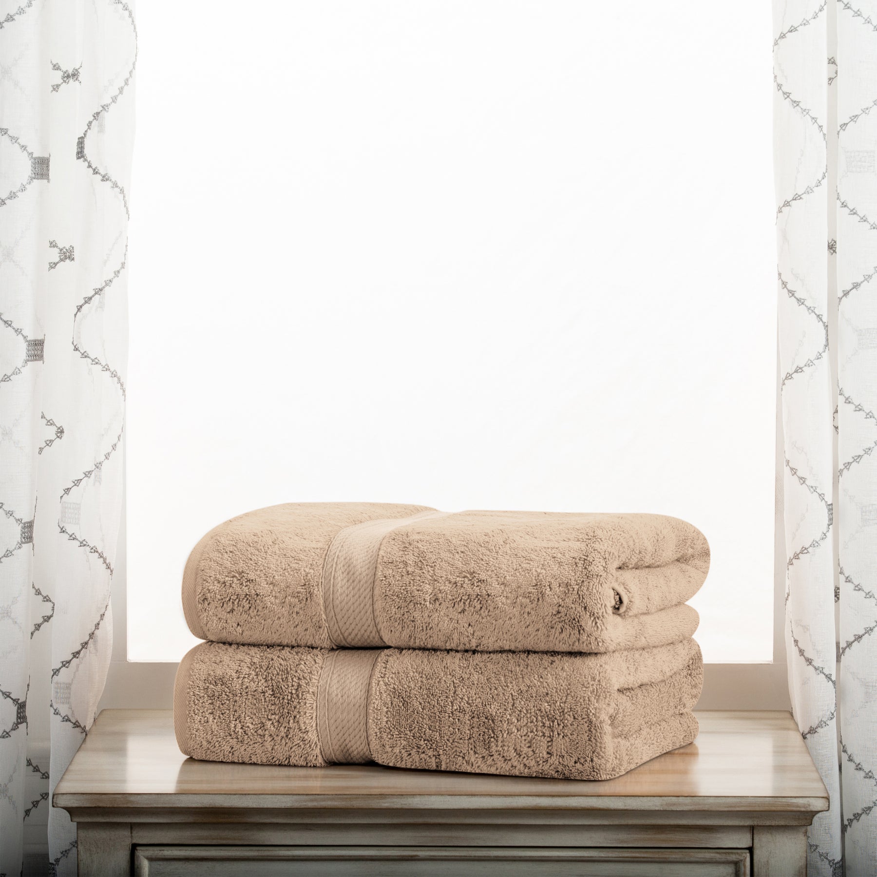 Egyptian Cotton Heavyweight 2 Piece Bath Towel Set - Latte