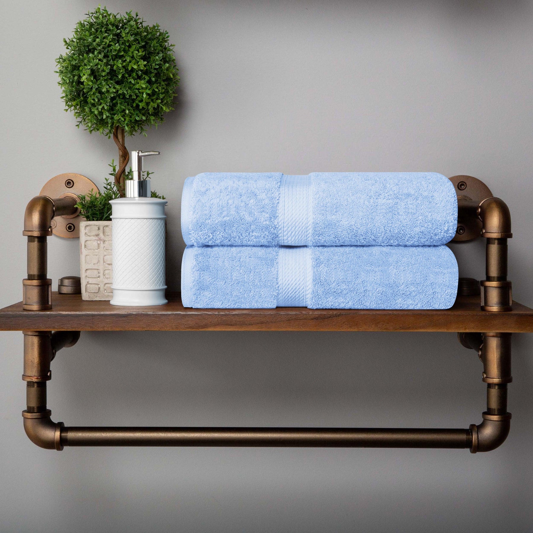 Egyptian Cotton Heavyweight 2 Piece Bath Towel Set - Light Blue
