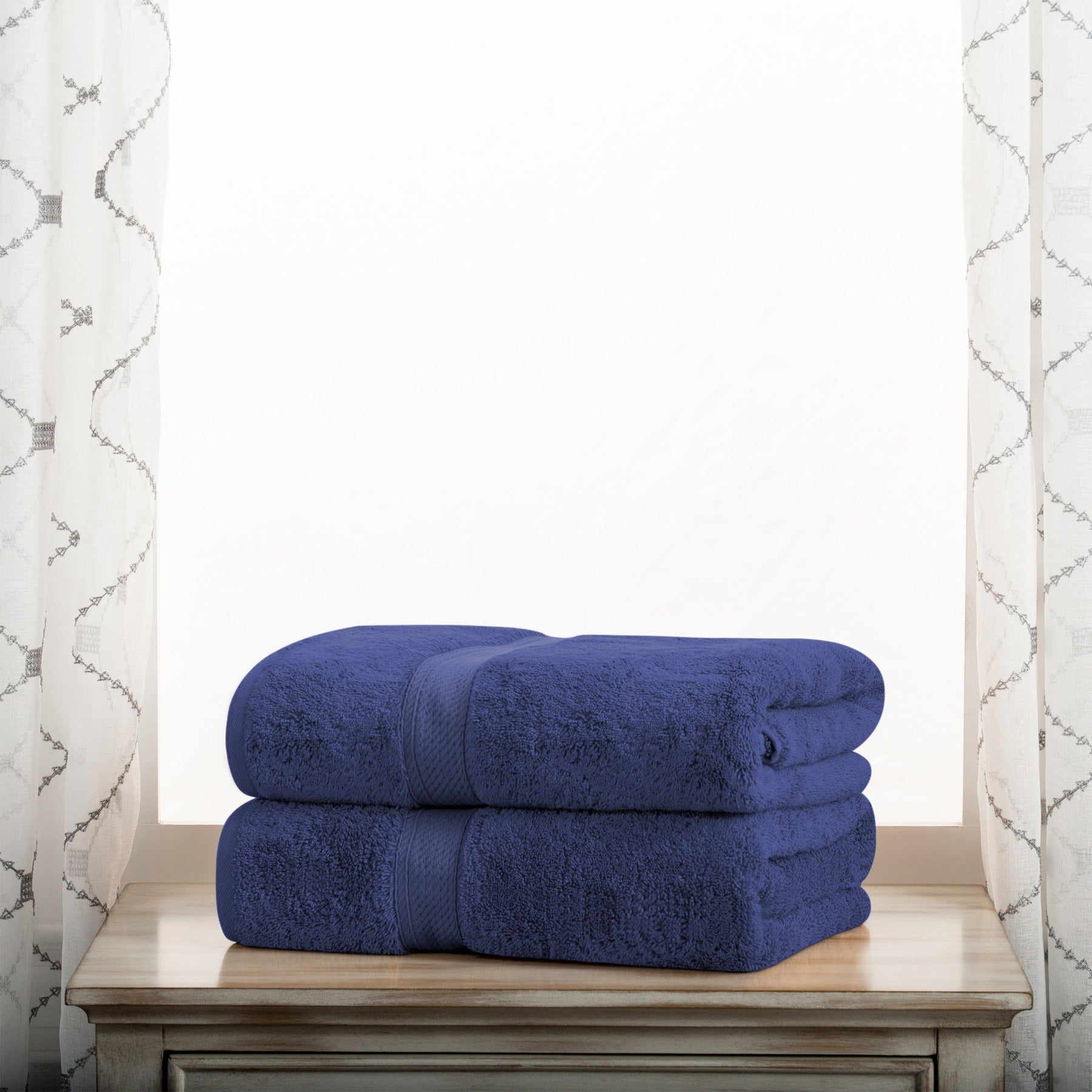 Egyptian Cotton Heavyweight 2 Piece Bath Towel Set - Navy Blue