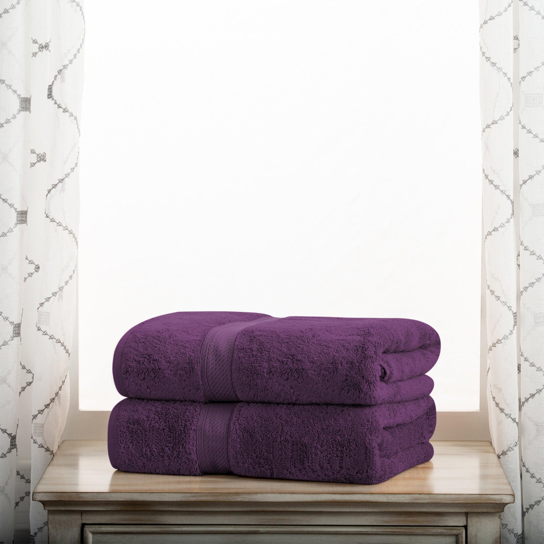 Egyptian Cotton Heavyweight 2 Piece Bath Towel Set - Plum