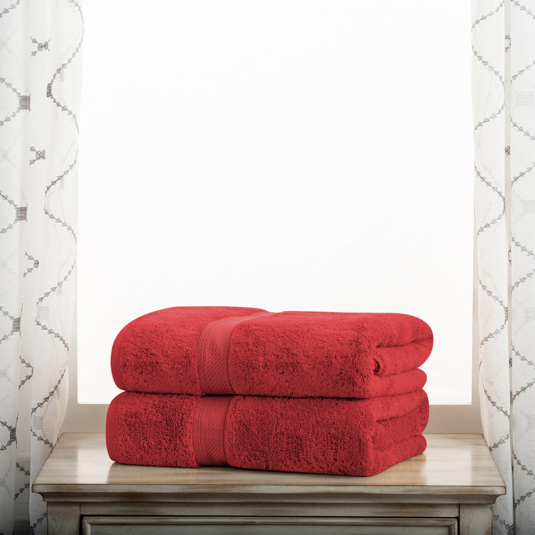 Egyptian Cotton Heavyweight 2 Piece Bath Towel Set - Red