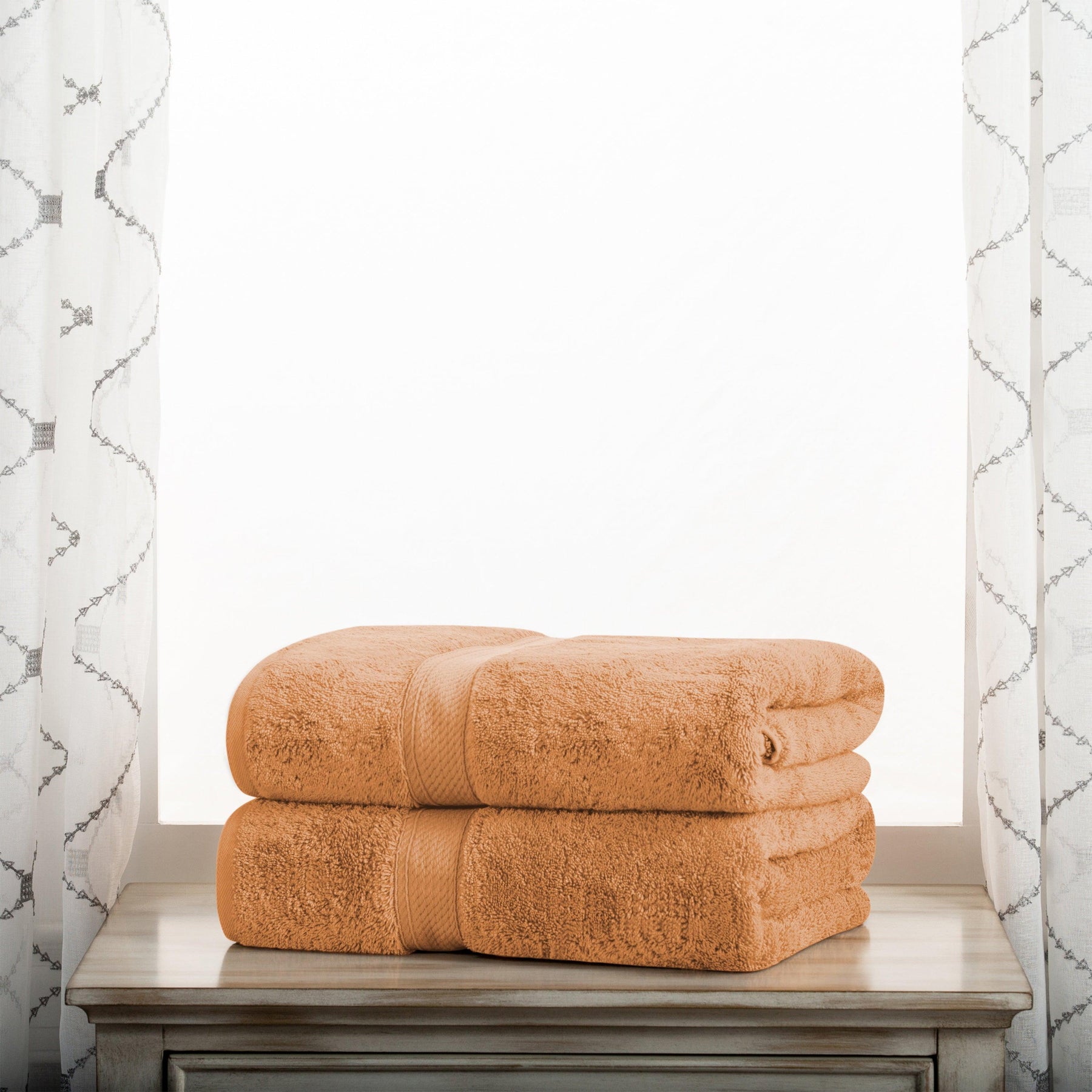 Egyptian Cotton Heavyweight 2 Piece Bath Towel Set - Rust