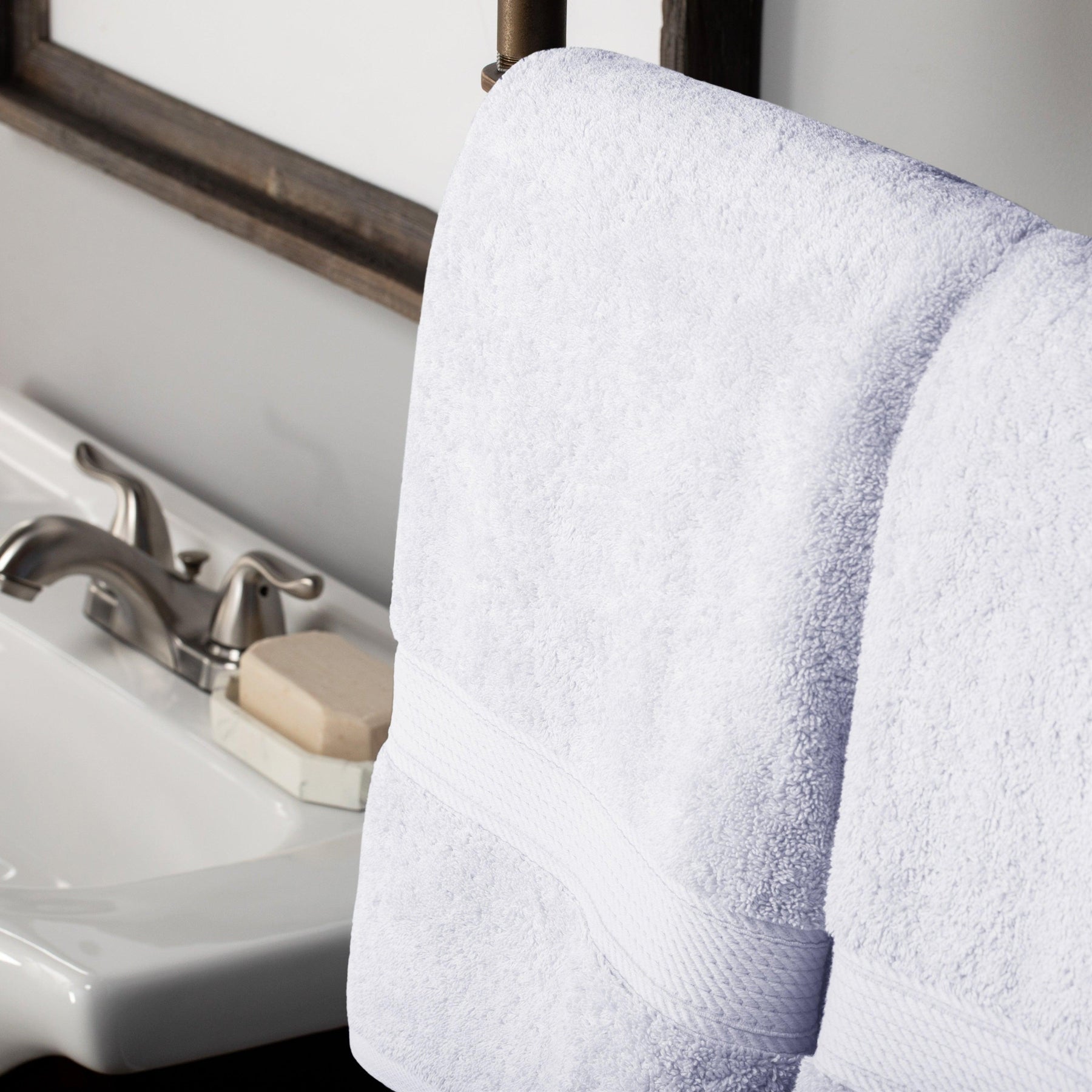 Egyptian Cotton Heavyweight 2 Piece Bath Towel Set - White