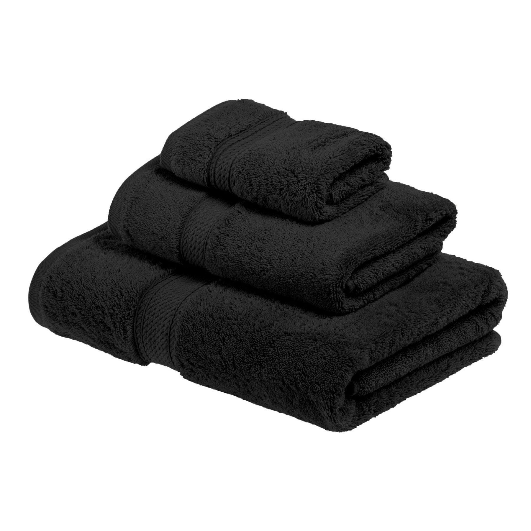 Egyptian Cotton Heavyweight 3 Piece Bath Towel Set - Black