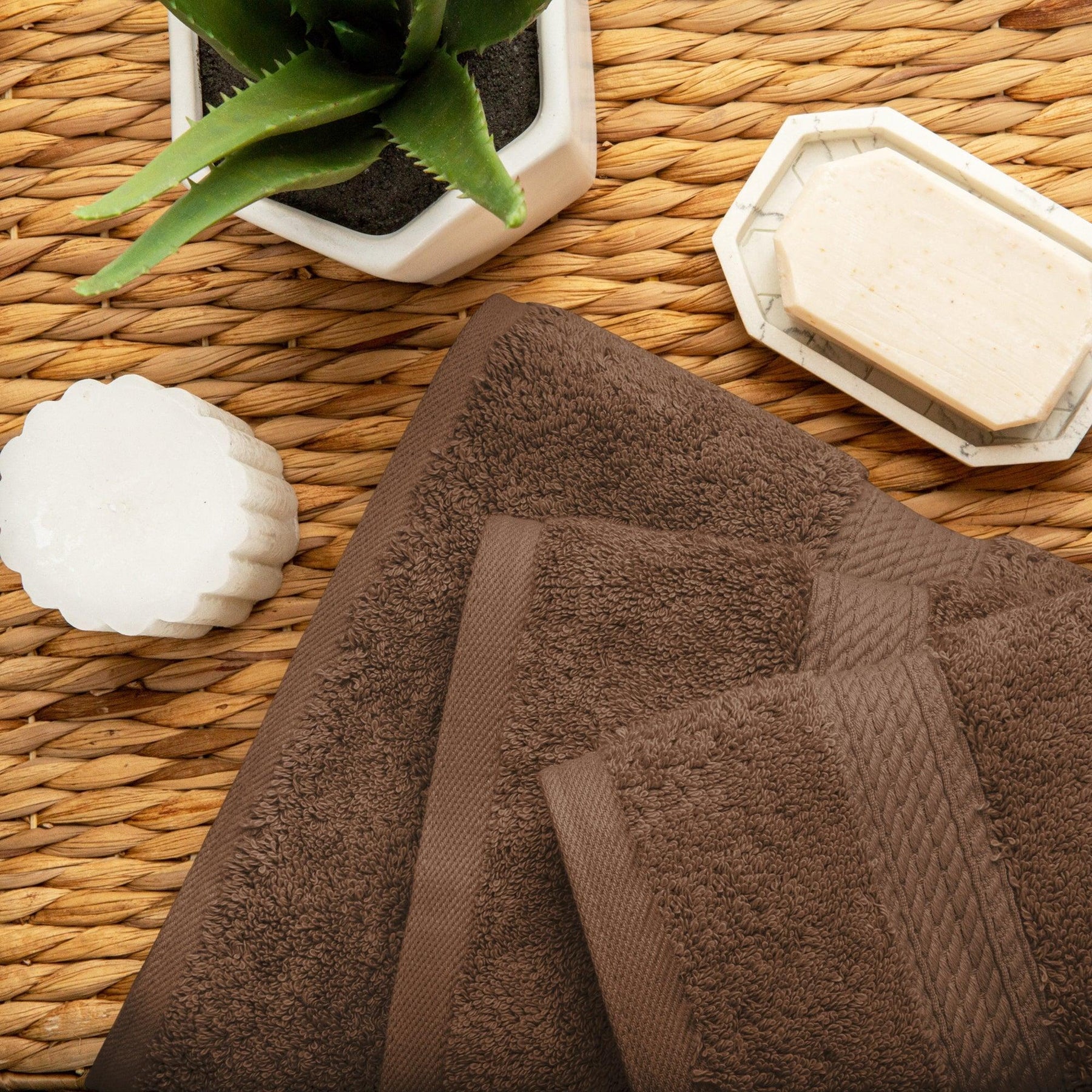 Egyptian Cotton Heavyweight 3 Piece Bath Towel Set - Chocolate