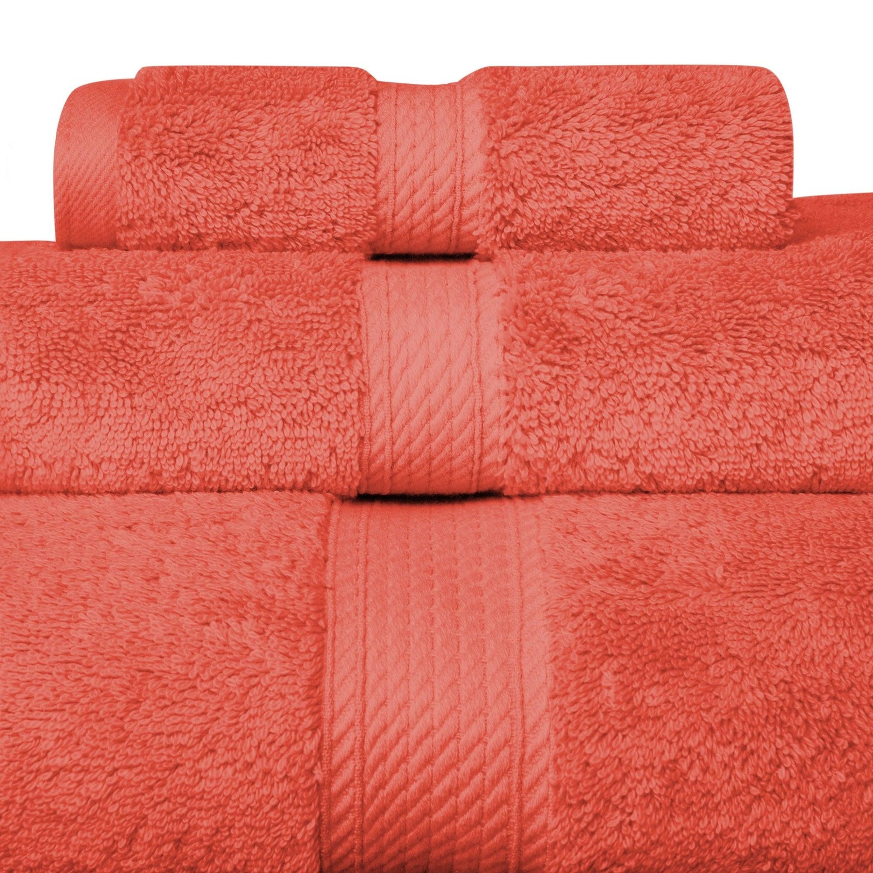 Egyptian Cotton Heavyweight 3 Piece Bath Towel Set - Coral