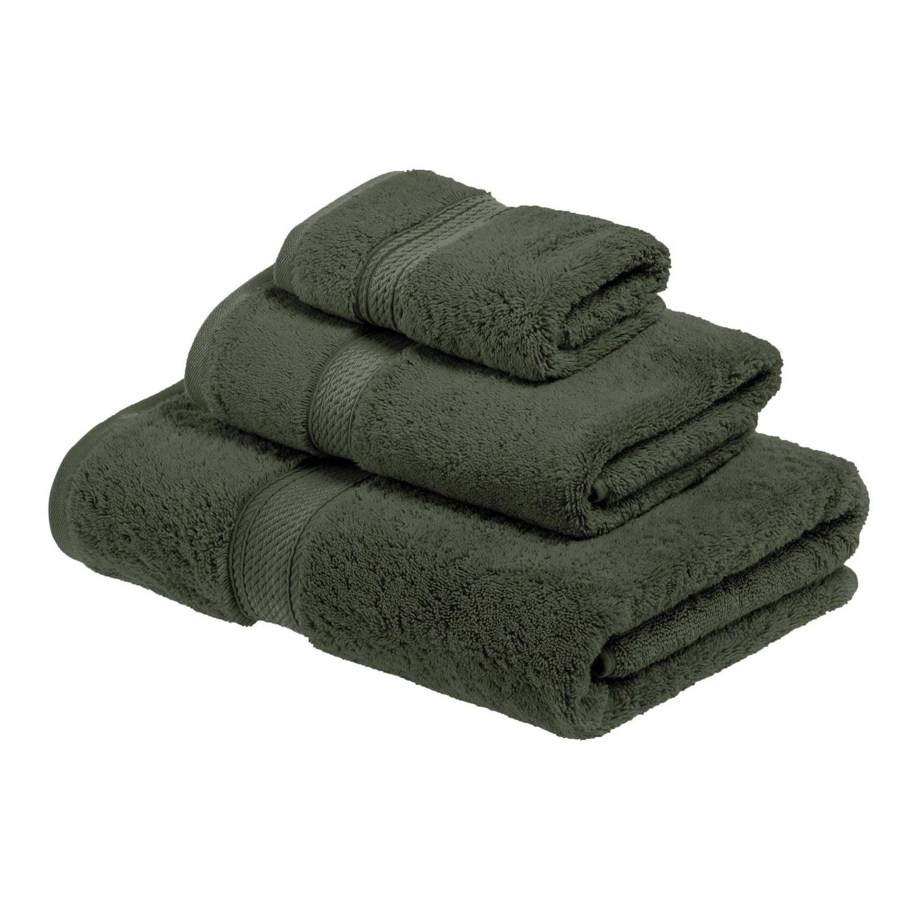 Egyptian Cotton Heavyweight 3 Piece Bath Towel Set - Forest Green