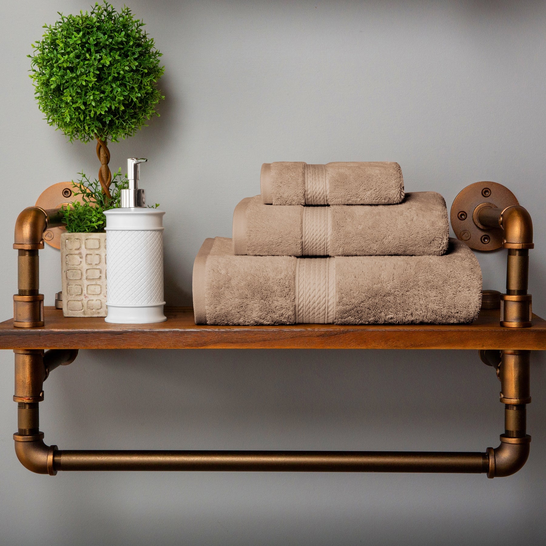 Egyptian Cotton Heavyweight 3 Piece Bath Towel Set - Latte