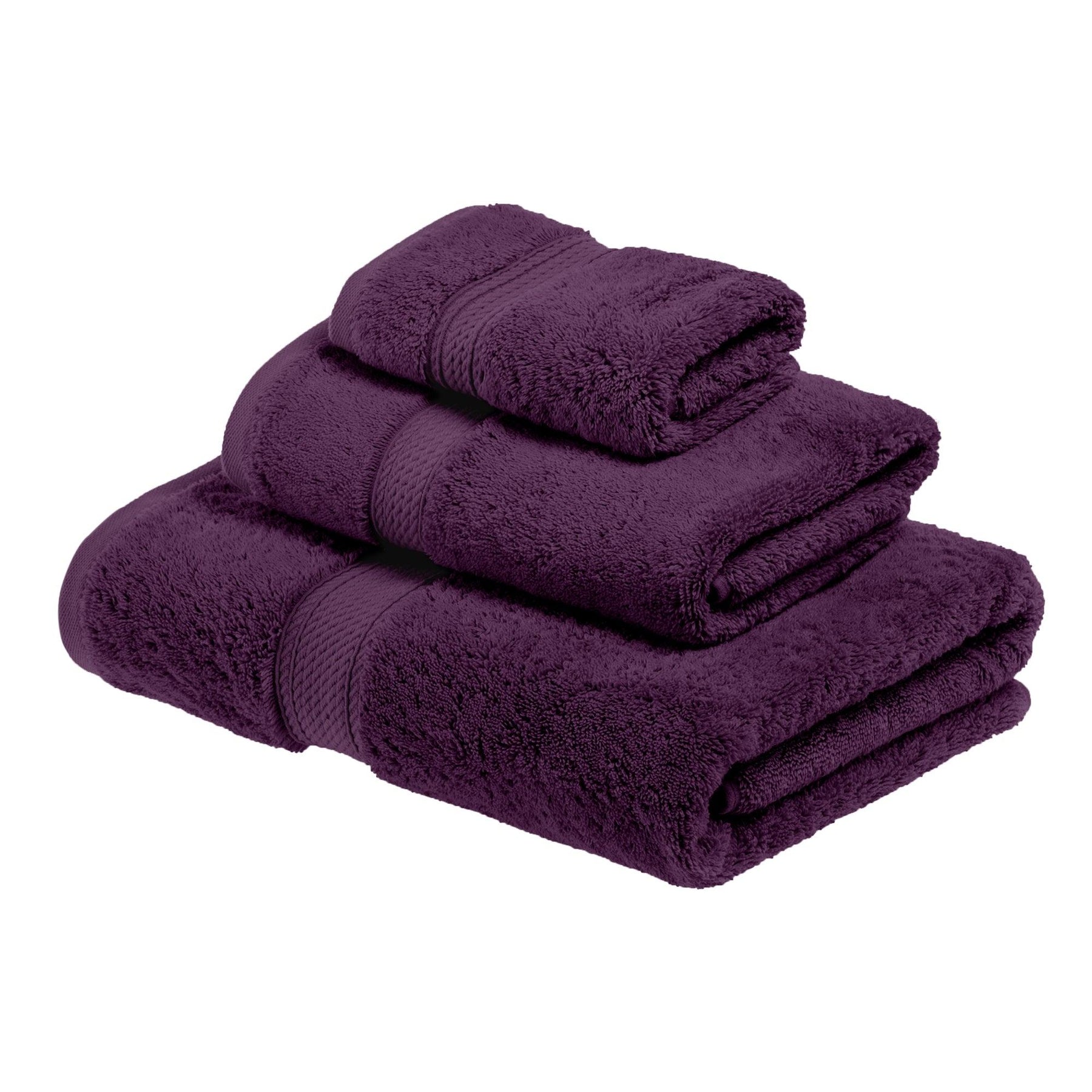 Egyptian Cotton Heavyweight 3 Piece Bath Towel Set - Plum