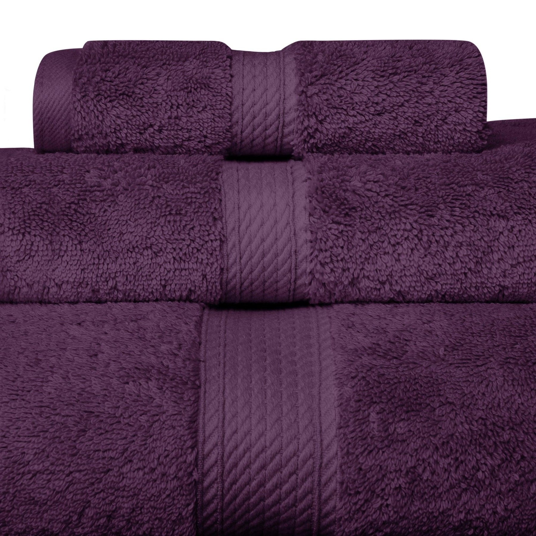 Egyptian Cotton Heavyweight 3 Piece Bath Towel Set - Plum