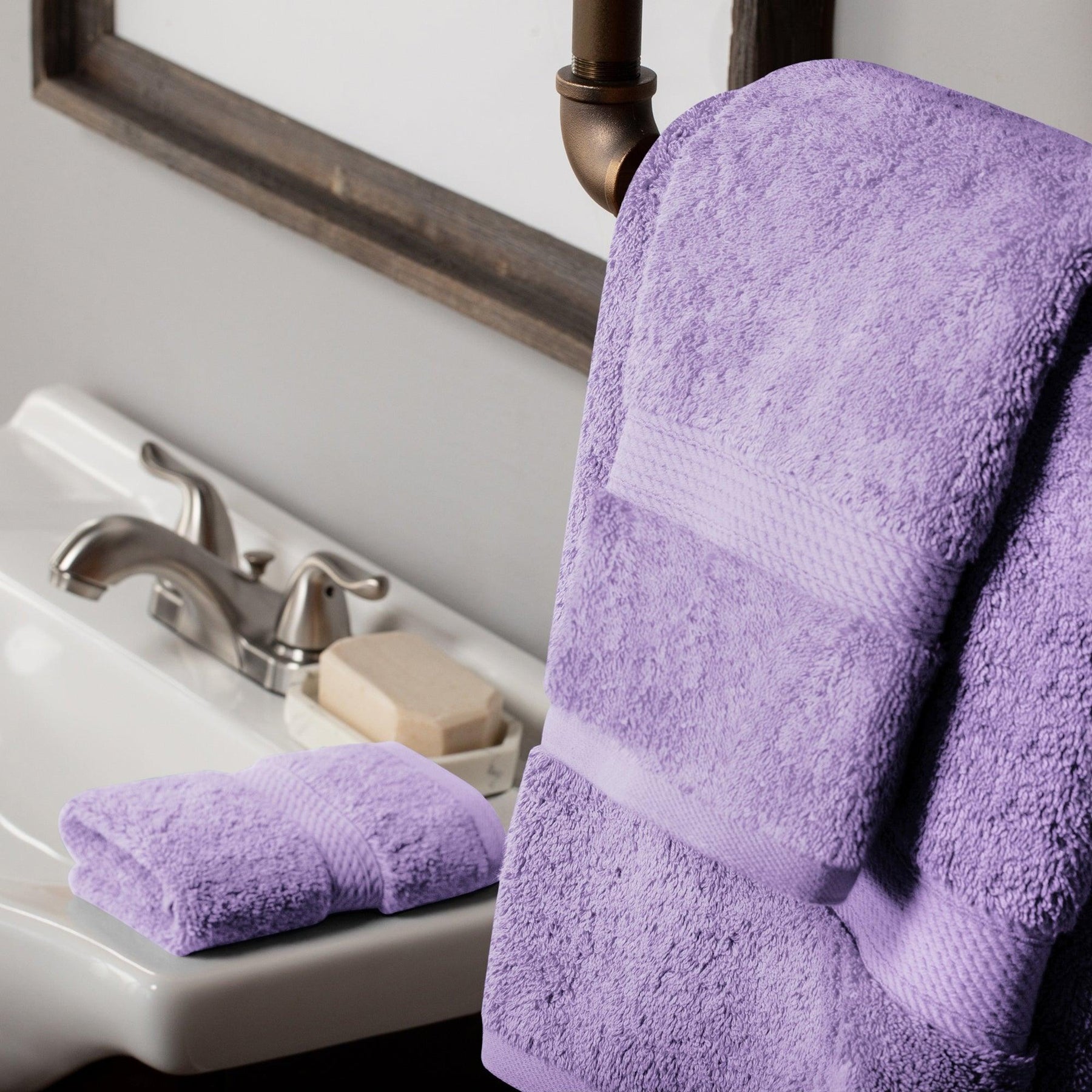 Egyptian Cotton Heavyweight 3 Piece Bath Towel Set - Purple