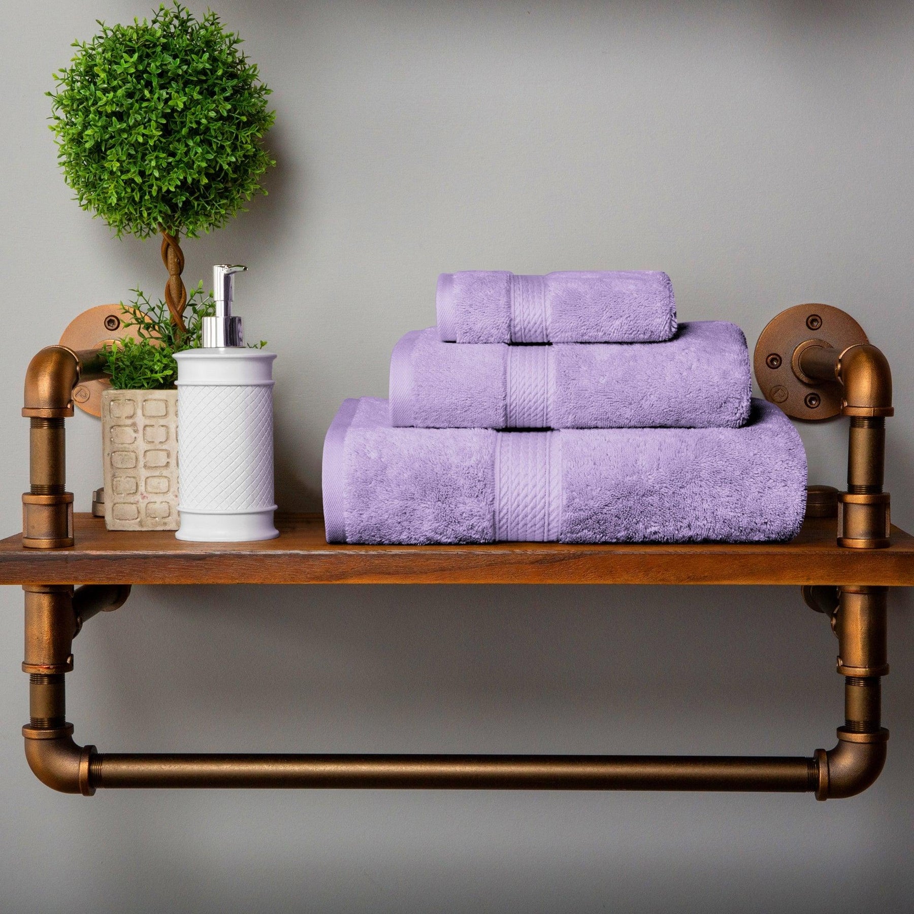 Egyptian Cotton Heavyweight 3 Piece Bath Towel Set - Purple