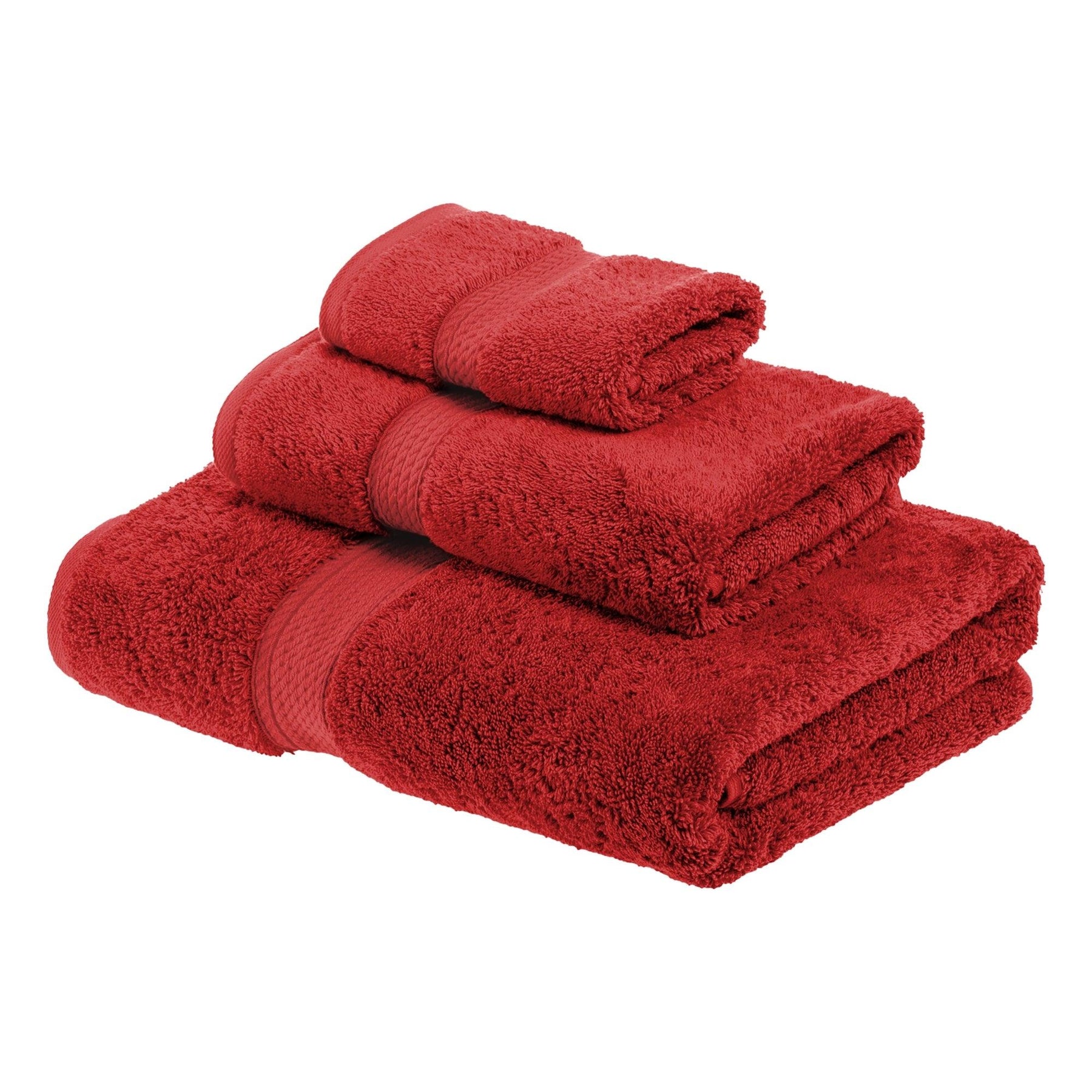 Egyptian Cotton Heavyweight 3 Piece Bath Towel Set - Red