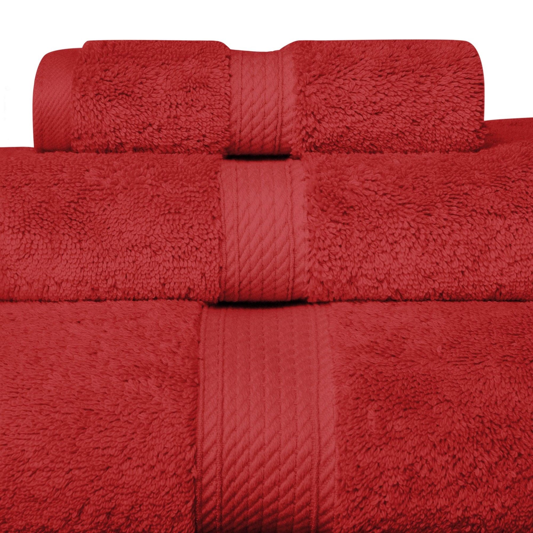 Egyptian Cotton Heavyweight 3 Piece Bath Towel Set - Red