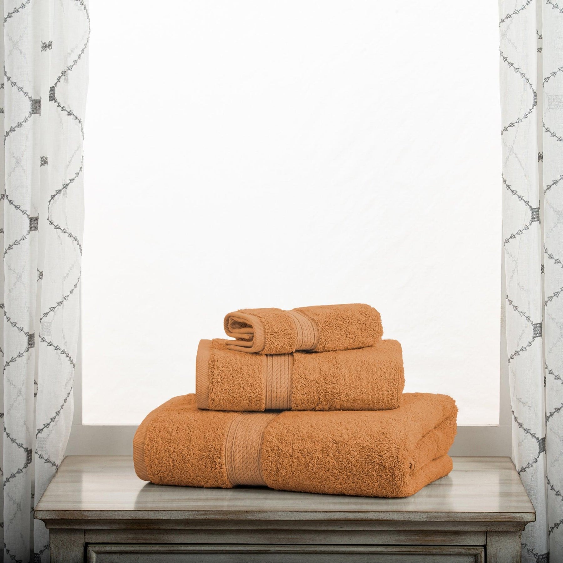 Egyptian Cotton Heavyweight 3 Piece Bath Towel Set - Rust