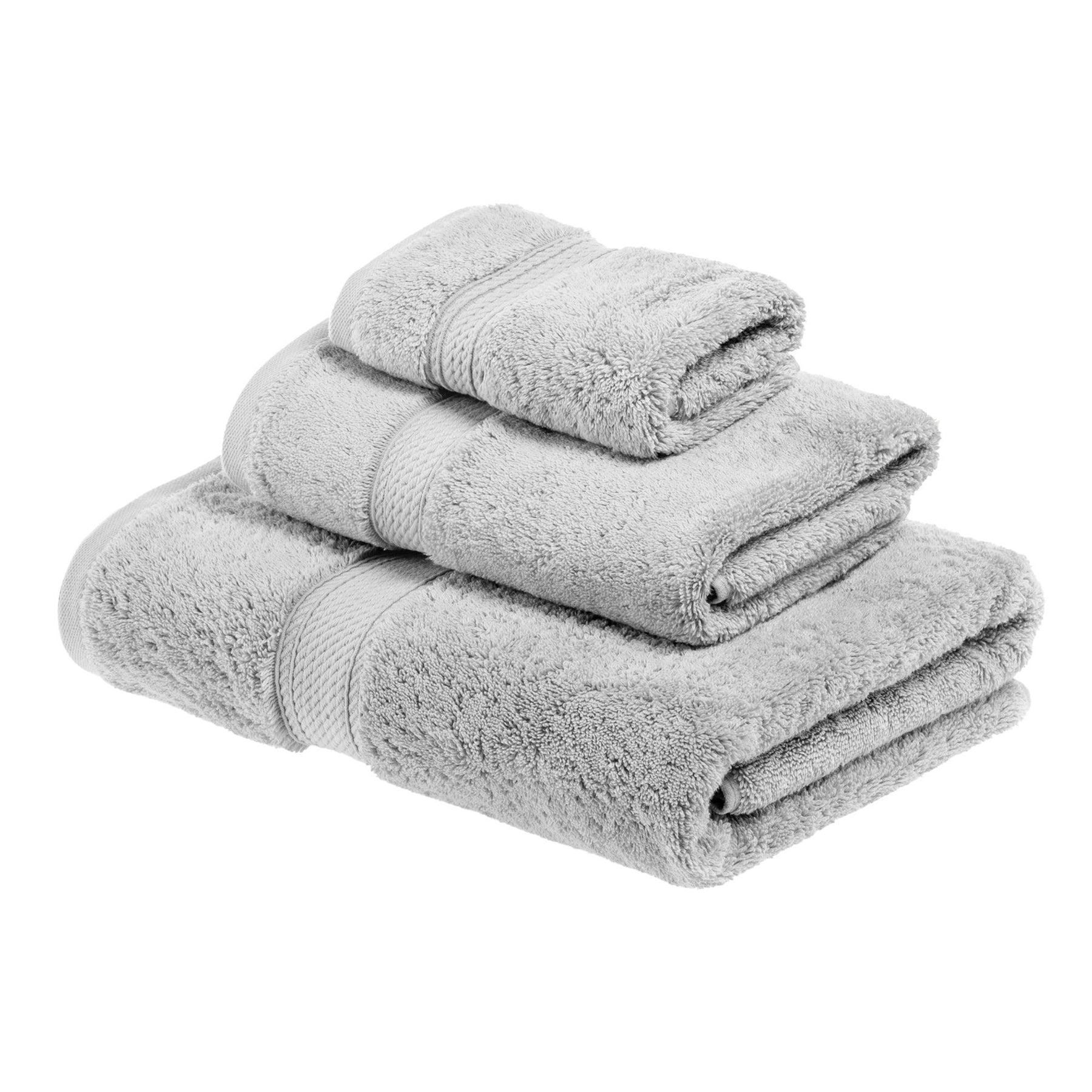 Egyptian Cotton Heavyweight 3 Piece Bath Towel Set - Silver