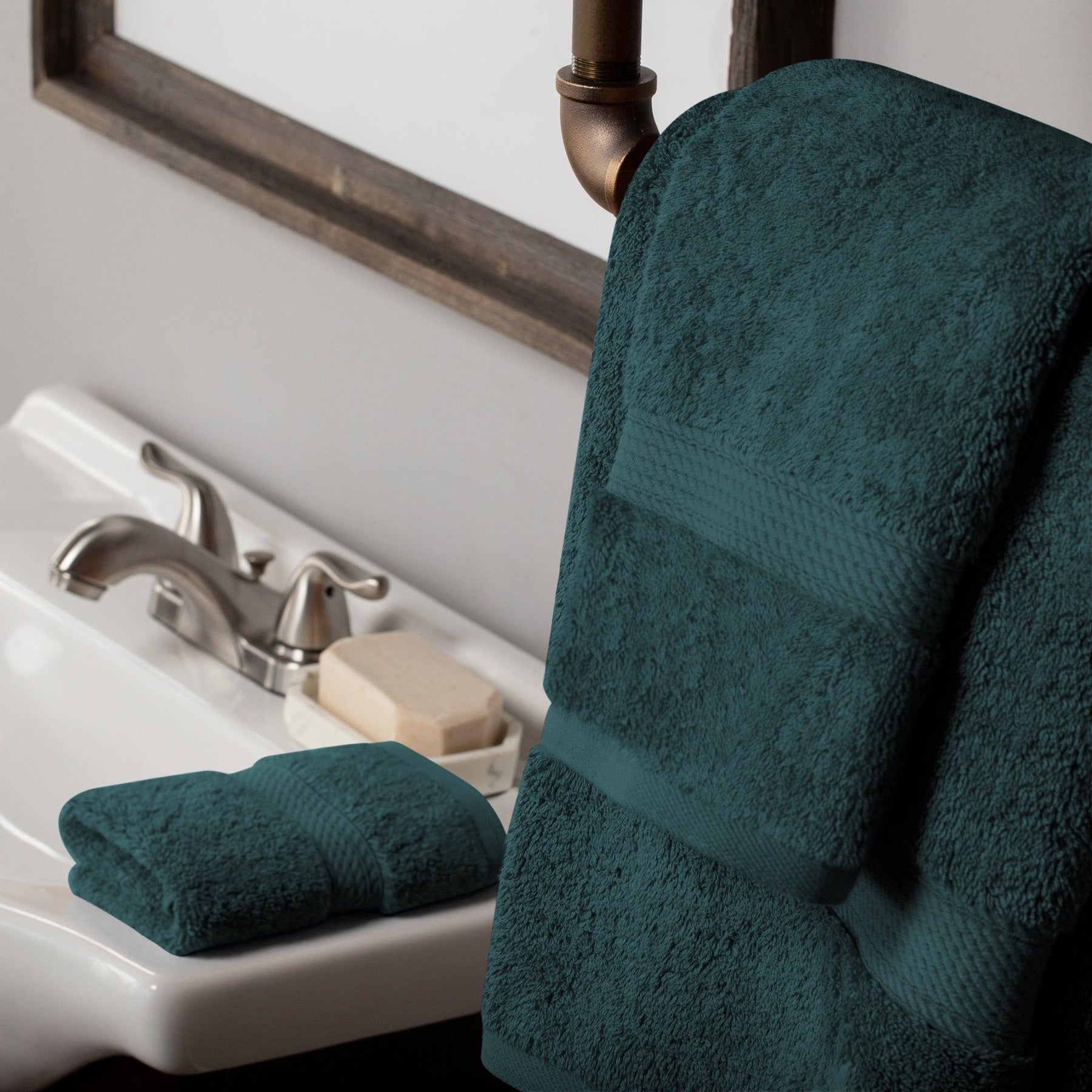 Egyptian Cotton Heavyweight 3 Piece Bath Towel Set - Forest Green