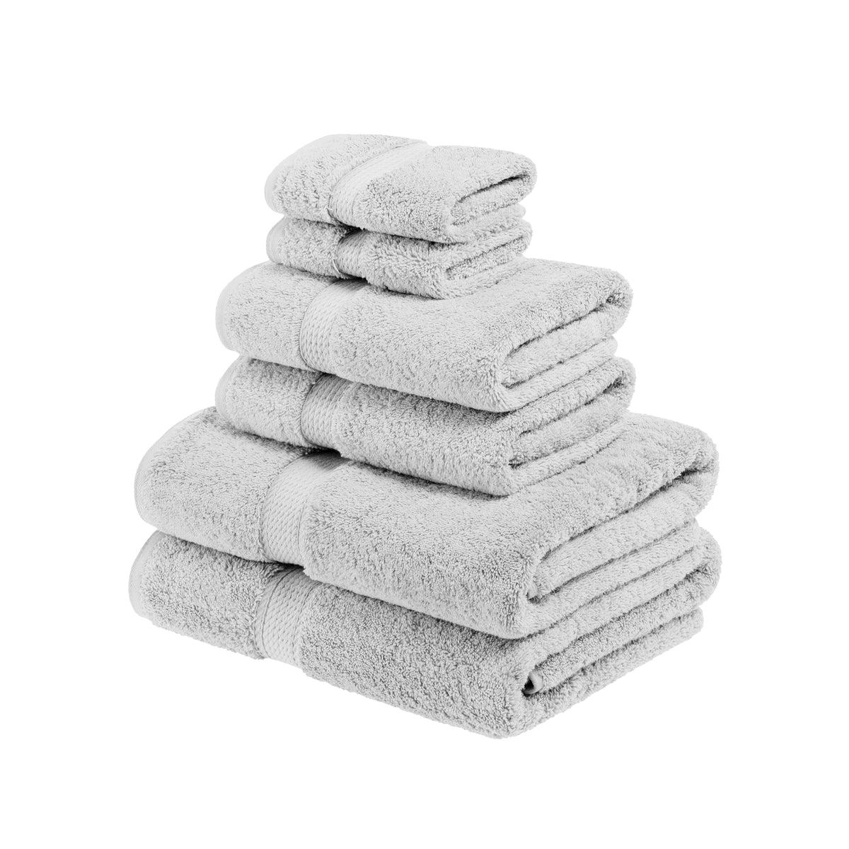 Superior Egyptian Cotton Heavyweight 6 Piece Bath Towel Set - Silver