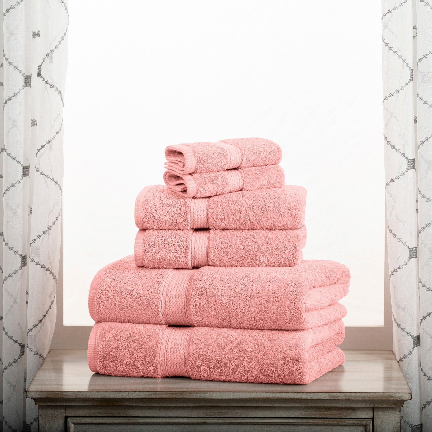 Superior Egyptian Cotton Heavyweight 6 Piece Bath Towel Set - Teal Rose