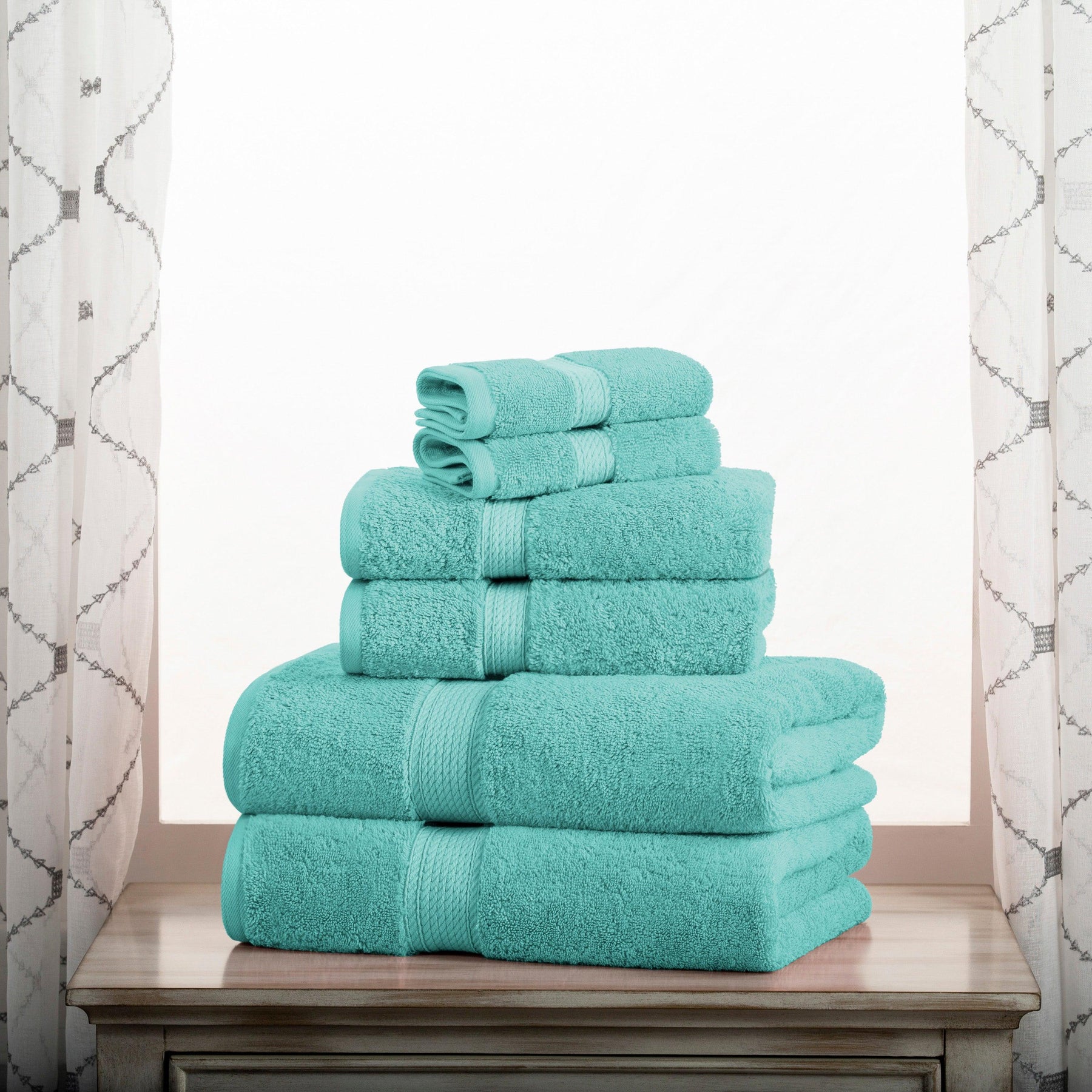 Superior Egyptian Cotton Heavyweight 6 Piece Bath Towel Set - Turquoise