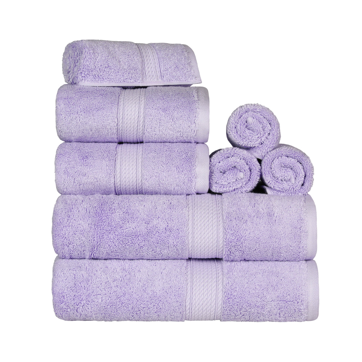 Egyptian Cotton Heavyweight 8 Piece Towel Set - Purple