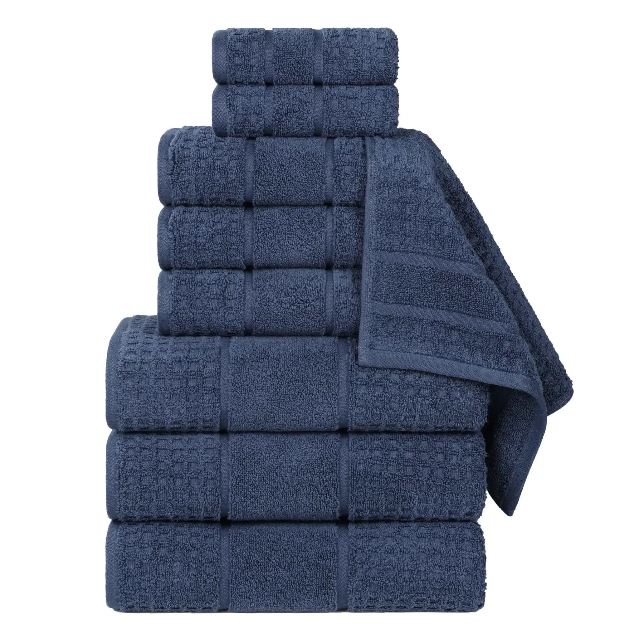 Napa Zero Twist Cotton Solid Waffle Honeycomb 9 Piece Towel Set - Towel Set by Superior Brand
