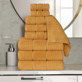 Napa Zero Twist Cotton Solid Waffle Honeycomb 9 Piece Towel Set - Towel Set by Superior Brand