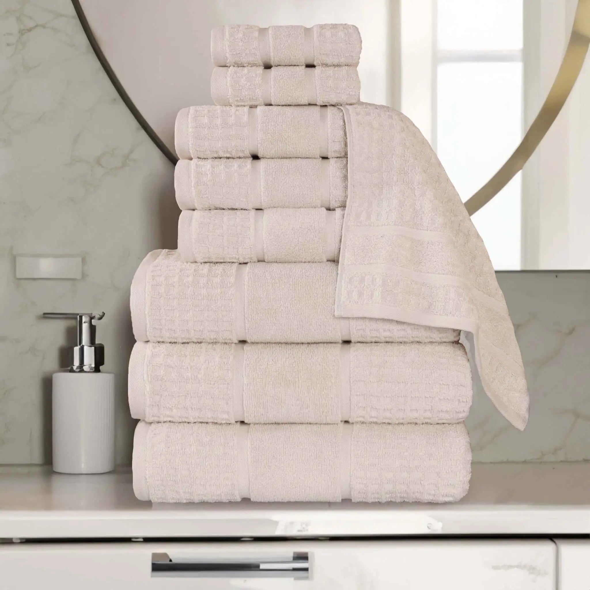 Napa Zero Twist Cotton Solid Waffle Honeycomb 9 Piece Towel Set - Towel Set by Superior Brand