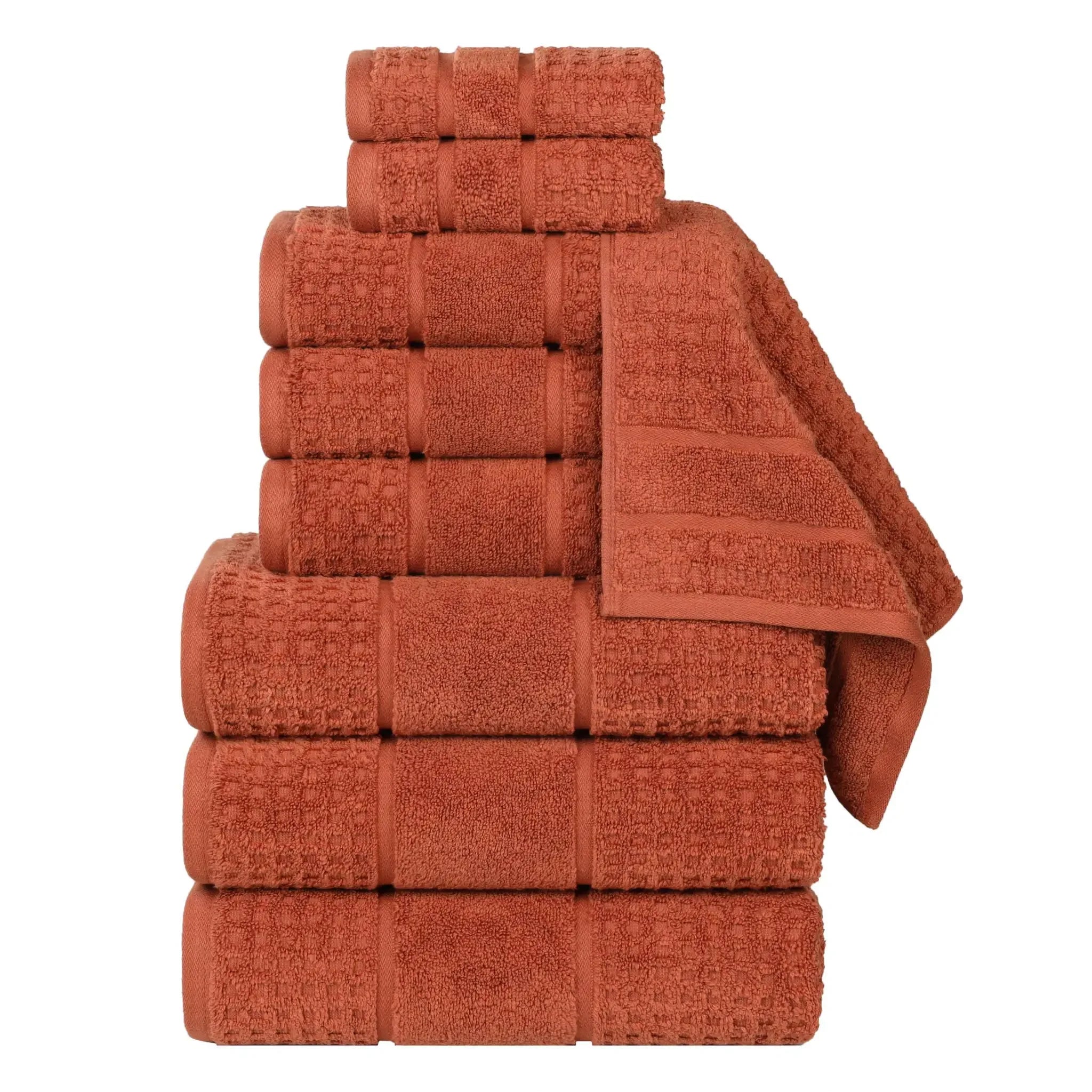 Napa Zero Twist Cotton Solid Waffle Honeycomb 9 Piece Towel Set - Towel Set by Superior Brand