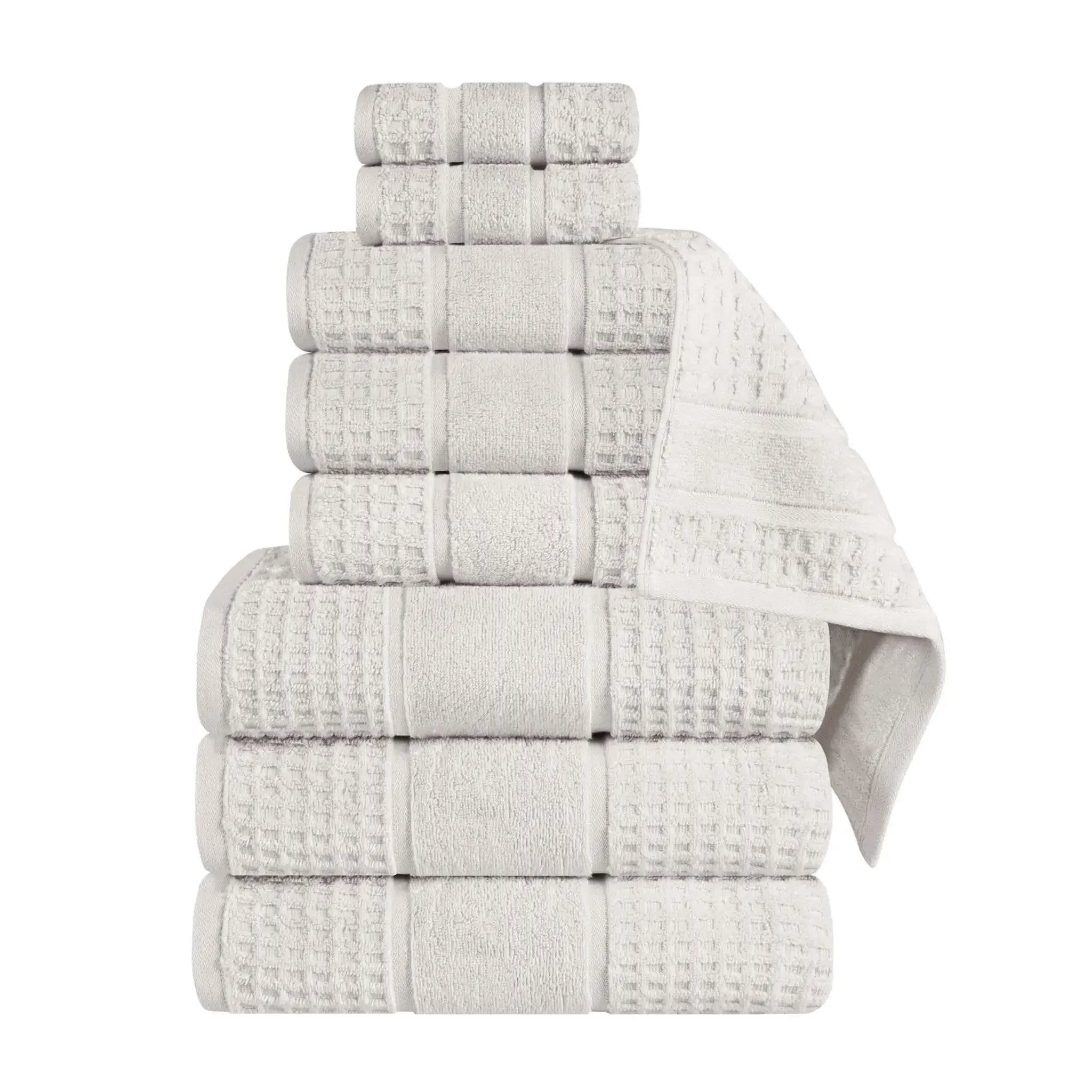 Napa Zero Twist Cotton Solid Waffle Honeycomb 9 Piece Towel Set - Towel Set by Superior Brand