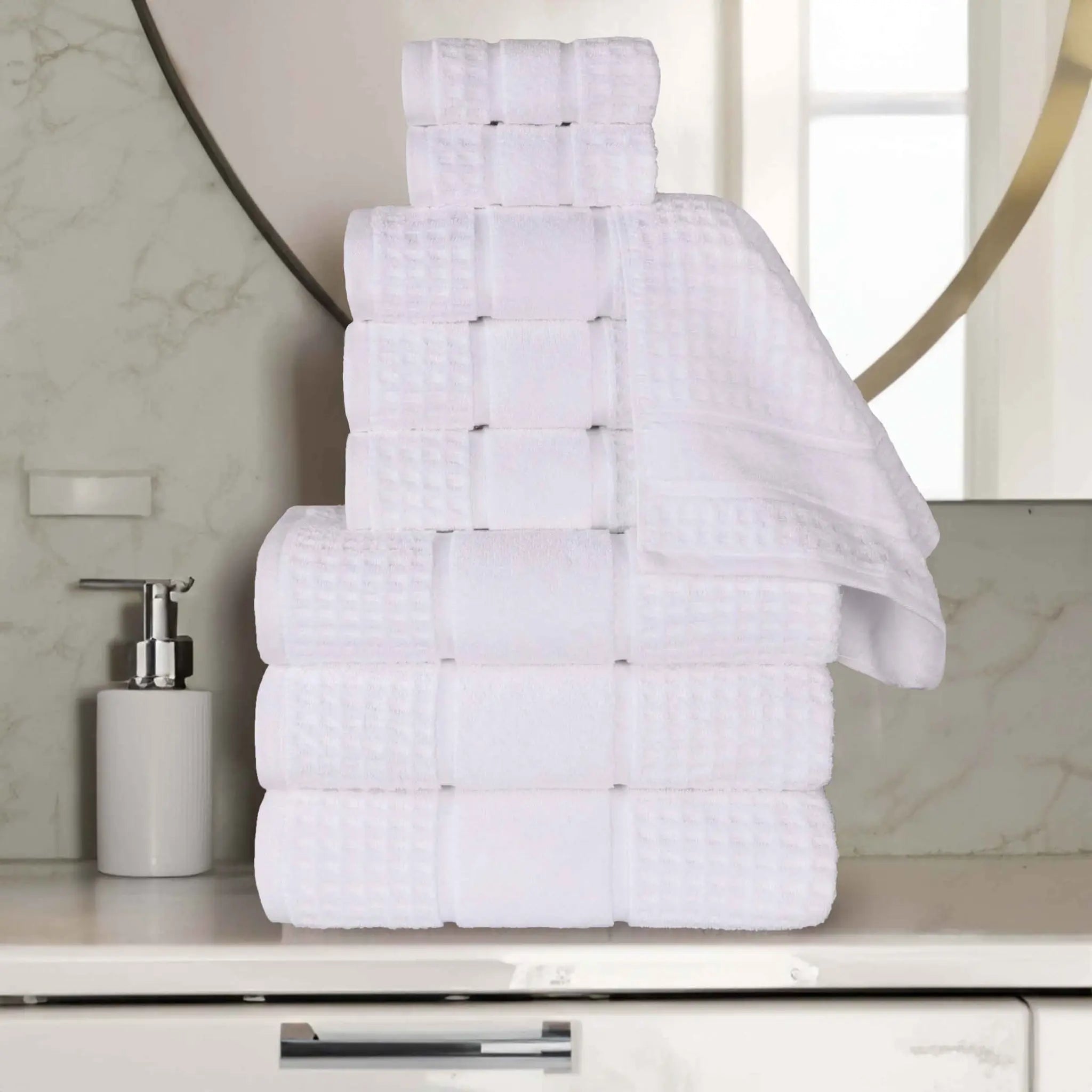 Napa Zero Twist Cotton Solid Waffle Honeycomb 9 Piece Towel Set - Towel Set by Superior Brand