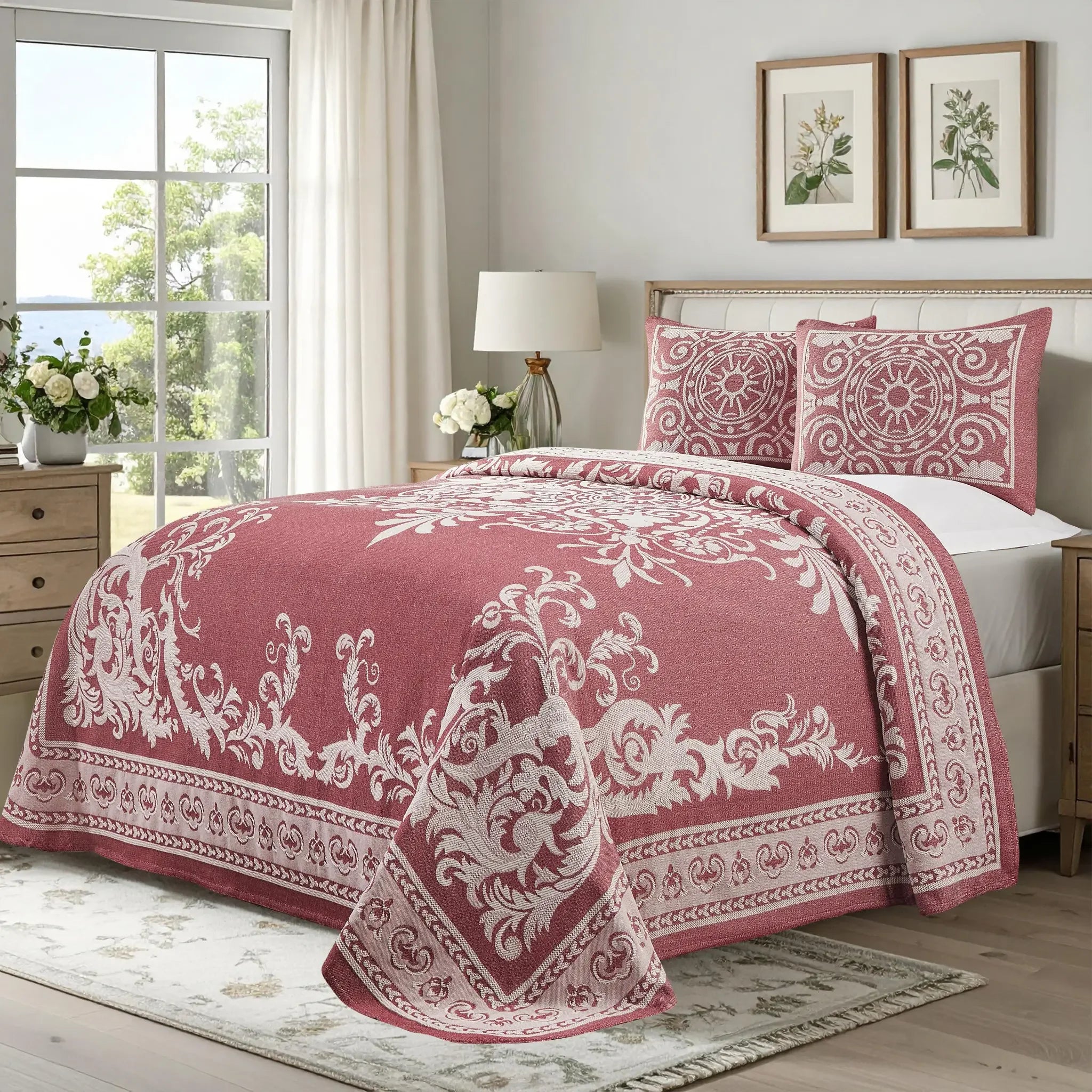 Lightweight Cotton Blend Oversized King Bedspread Sets Adalie Medallion Jacquard - Bedspread by Superior Brand