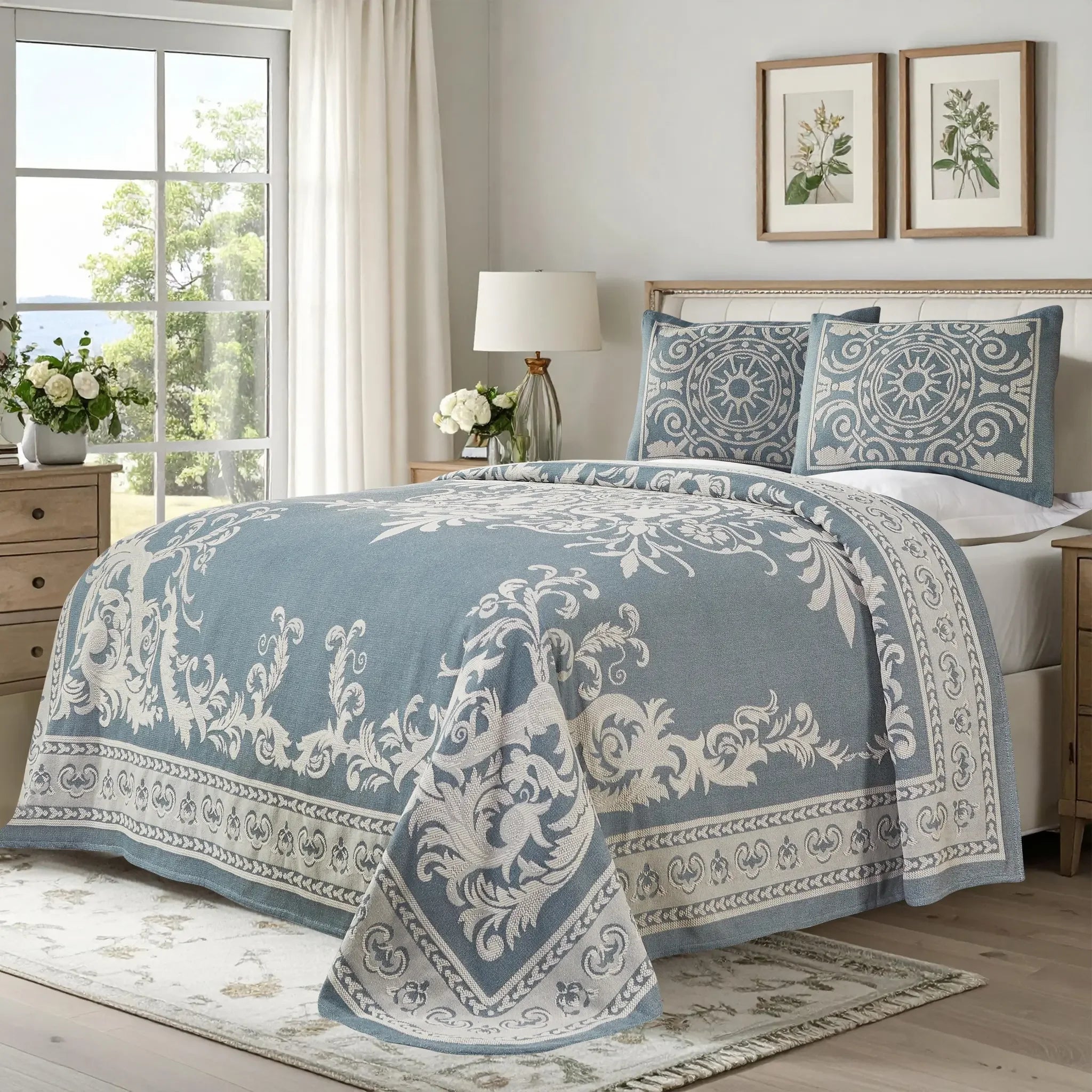 Lightweight Cotton Blend Oversized King Bedspread Sets Adalie Medallion Jacquard - Bedspread by Superior Brand