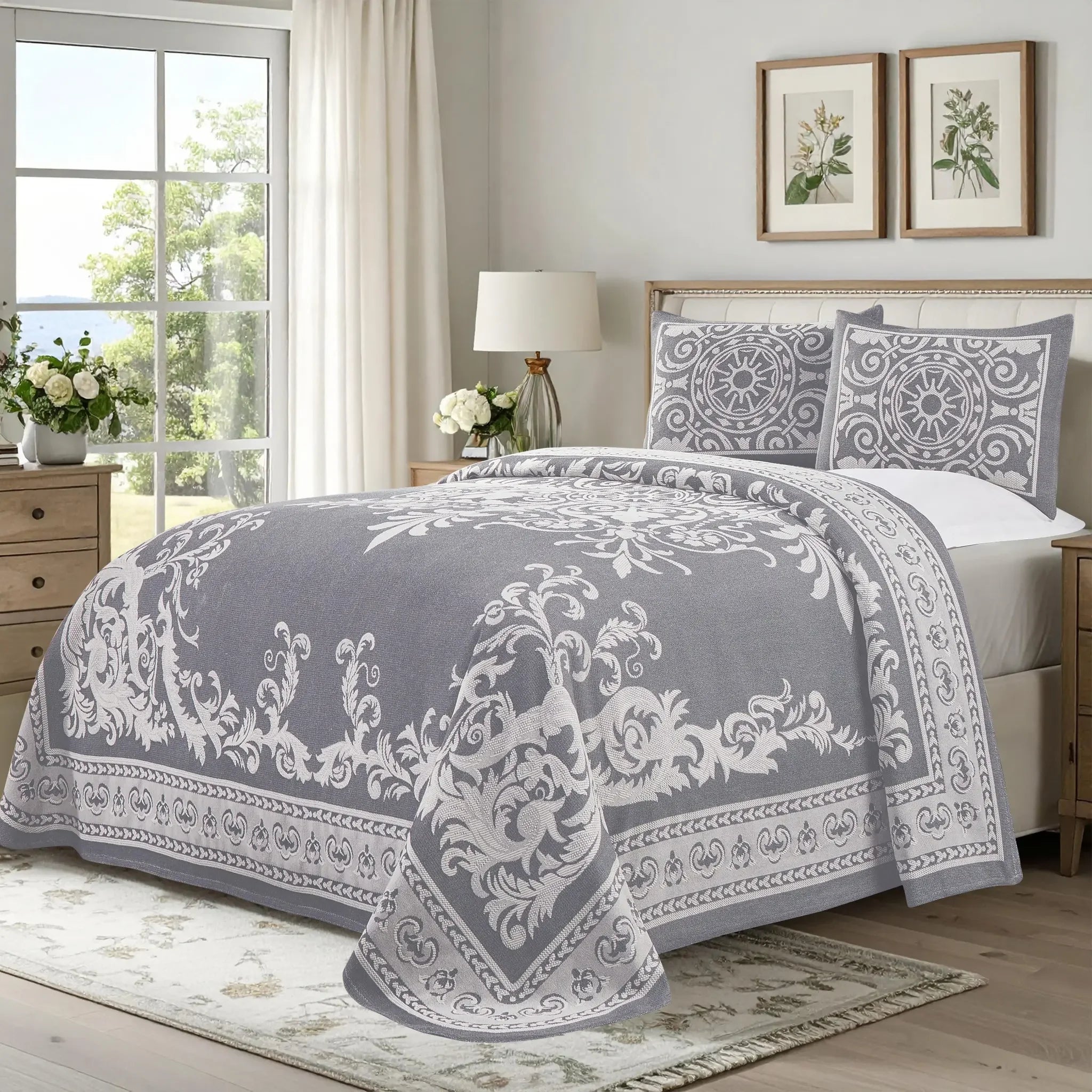 Lightweight Cotton Blend Oversized King Bedspread Sets Adalie Medallion Jacquard - Bedspread by Superior Brand