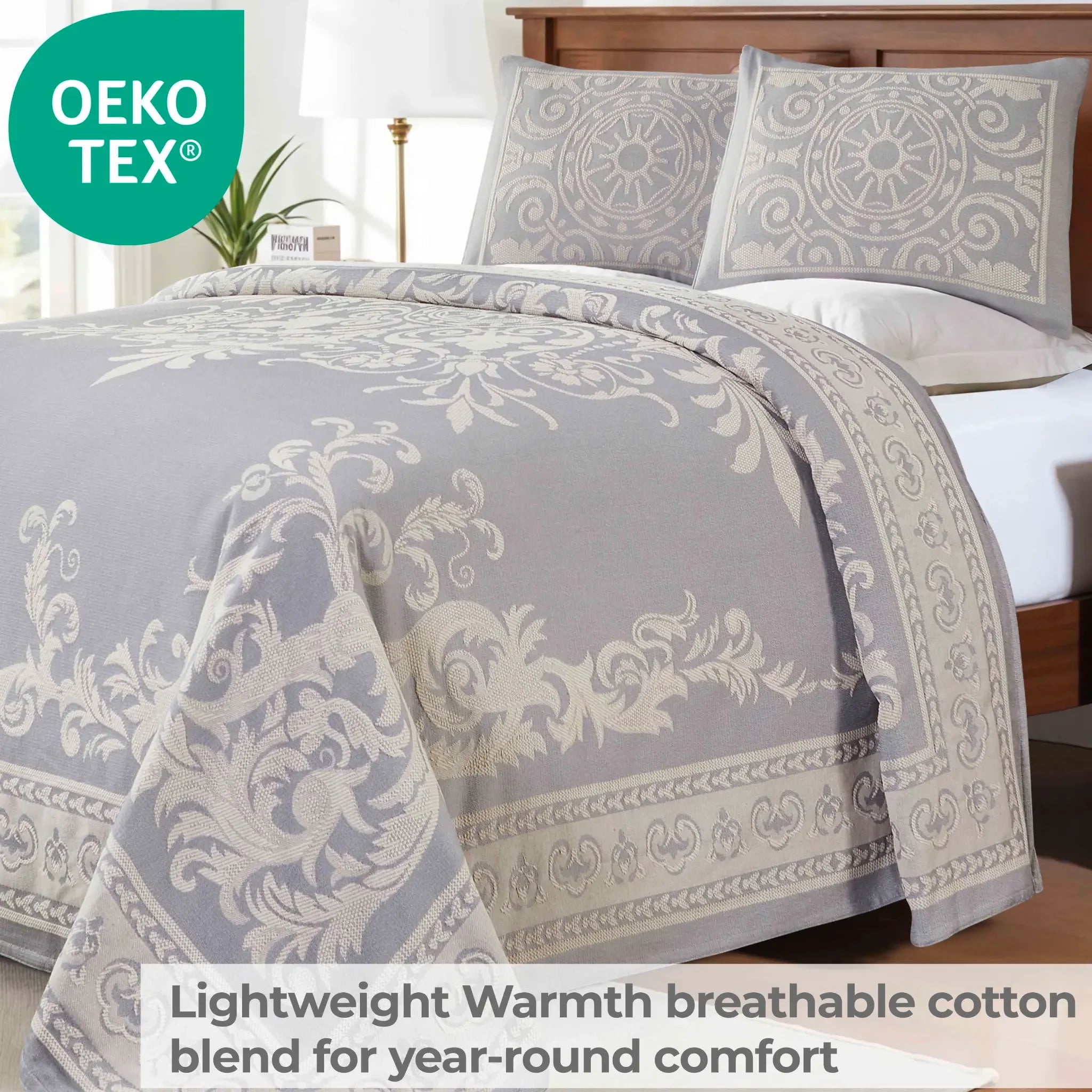 Lightweight Cotton Blend Oversized King Bedspread Sets Adalie Medallion Jacquard - Bedspread by Superior Brand