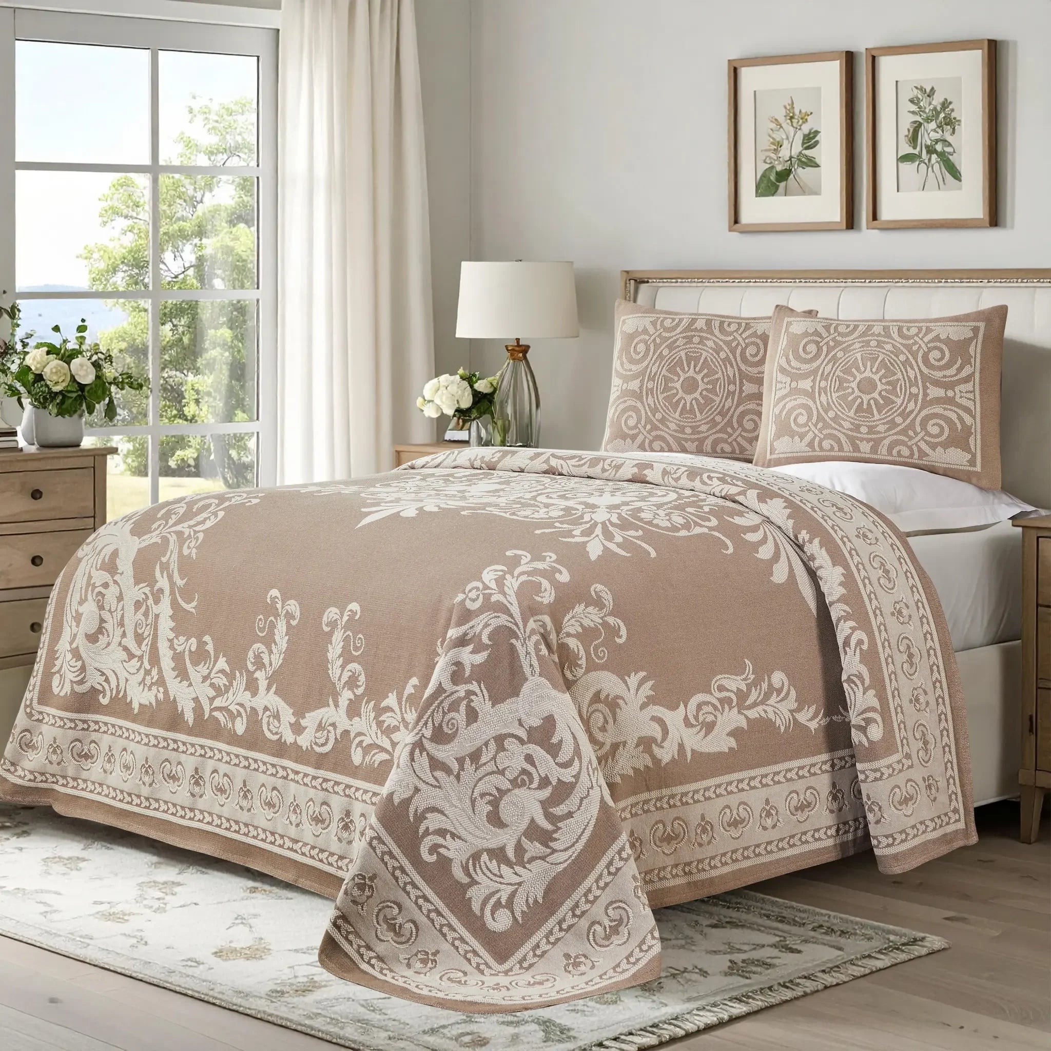Lightweight Cotton Blend Oversized King Bedspread Sets Adalie Medallion Jacquard - Bedspread by Superior Brand