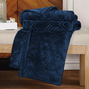 Superior Alaska Diamond Flannel Fleece Plush Ultra-Soft Blanket - Navy Blue