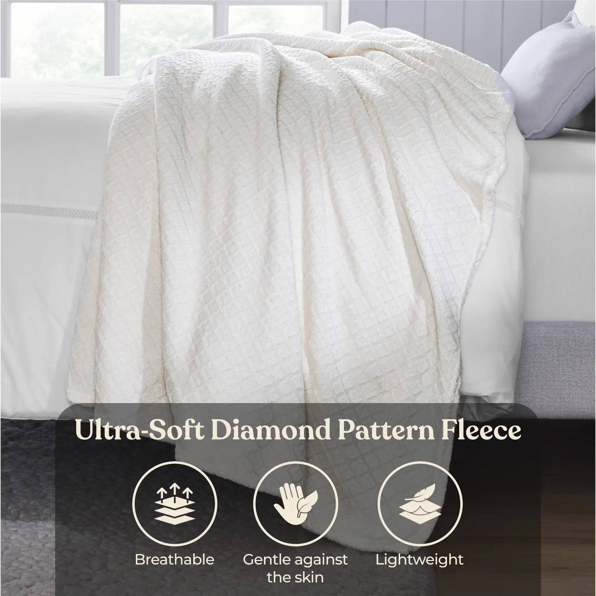 Flannel Fleece Blanket – Alaska Diamond Quilted - Warm and Plush - Blanket by Superior Brand