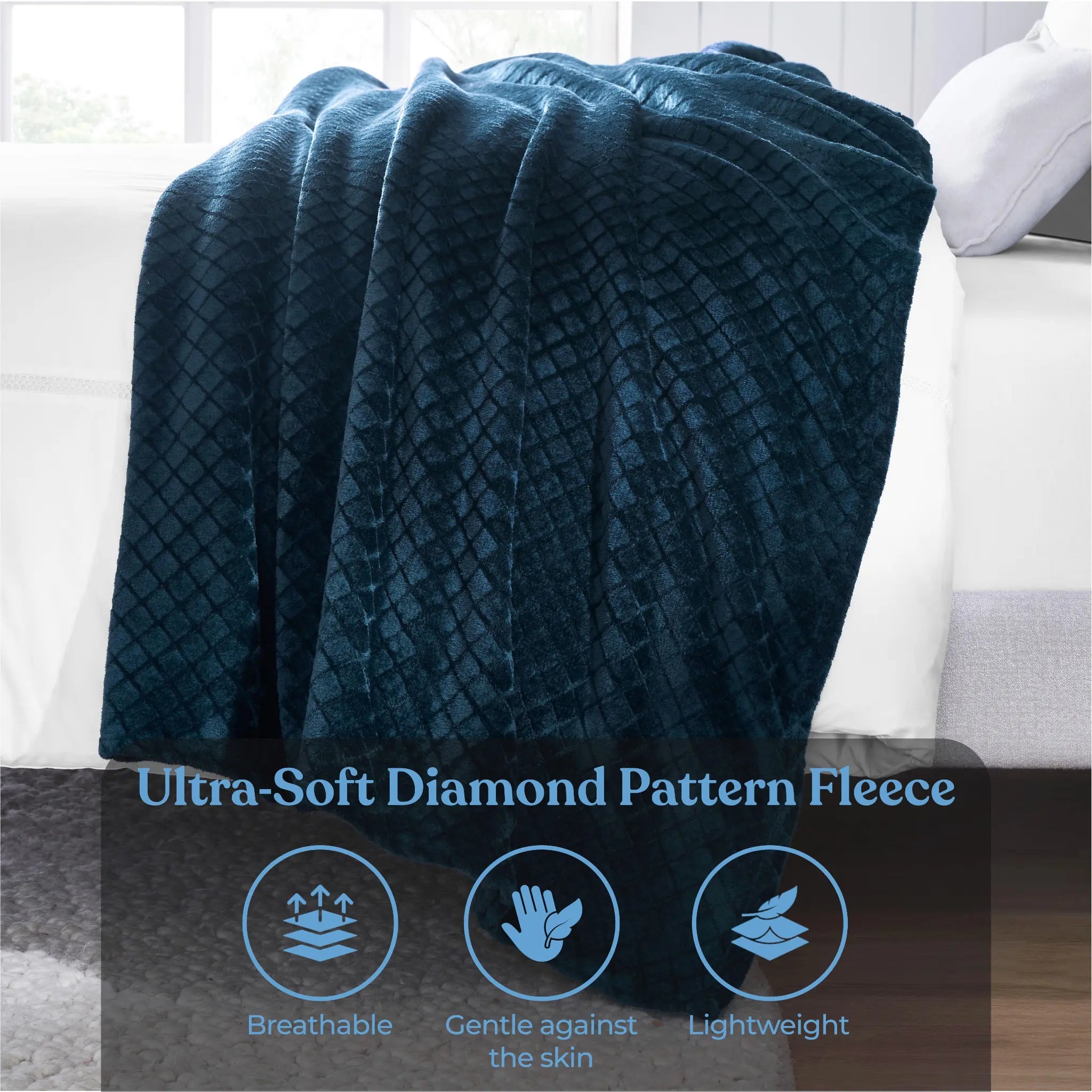 Flannel Fleece Blanket – Alaska Diamond Quilted - Warm and Plush - Blanket by Superior Brand