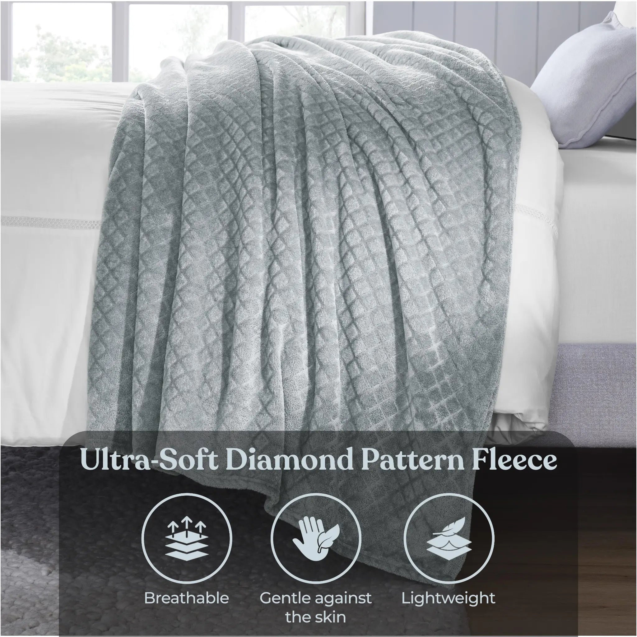 Flannel Fleece Blanket – Alaska Diamond Quilted - Warm and Plush - Blanket by Superior Brand
