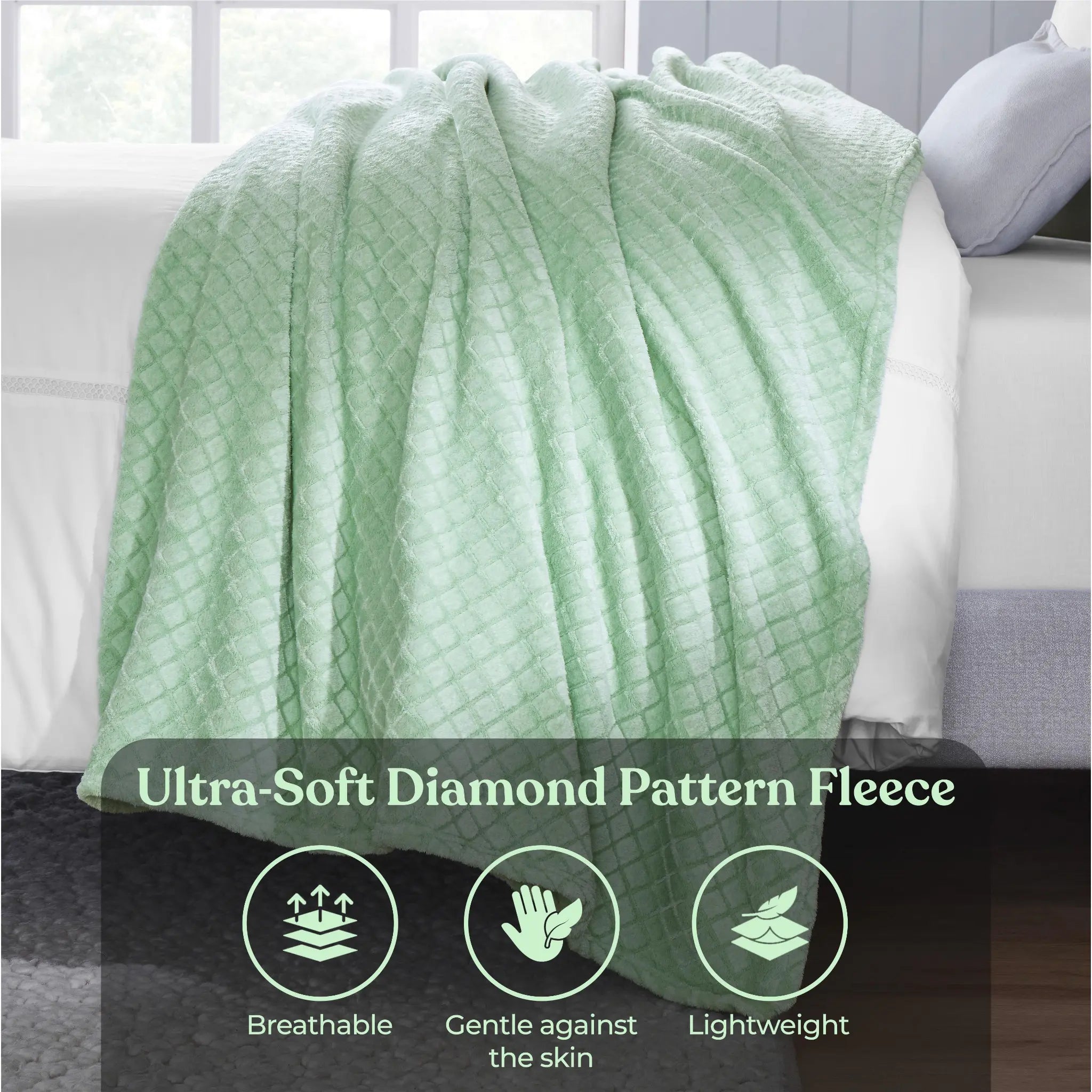 Flannel Fleece Blanket – Alaska Diamond Quilted - Warm and Plush - Blanket by Superior Brand