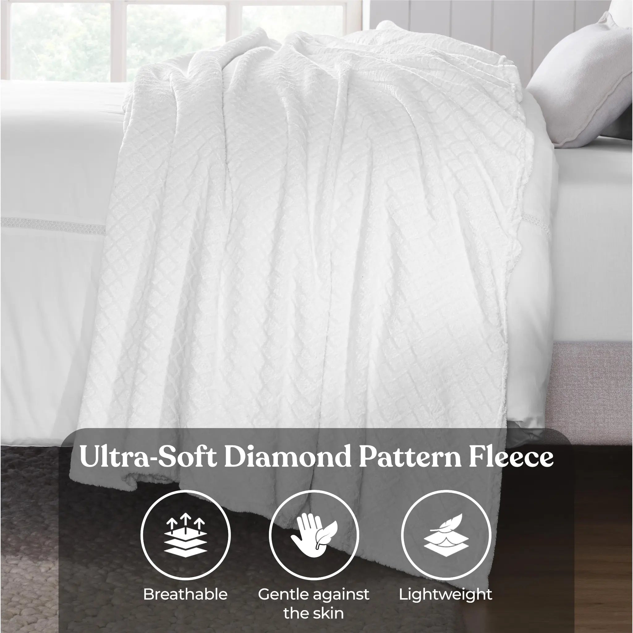 Flannel Fleece Blanket – Alaska Diamond Quilted - Warm and Plush - Blanket by Superior Brand