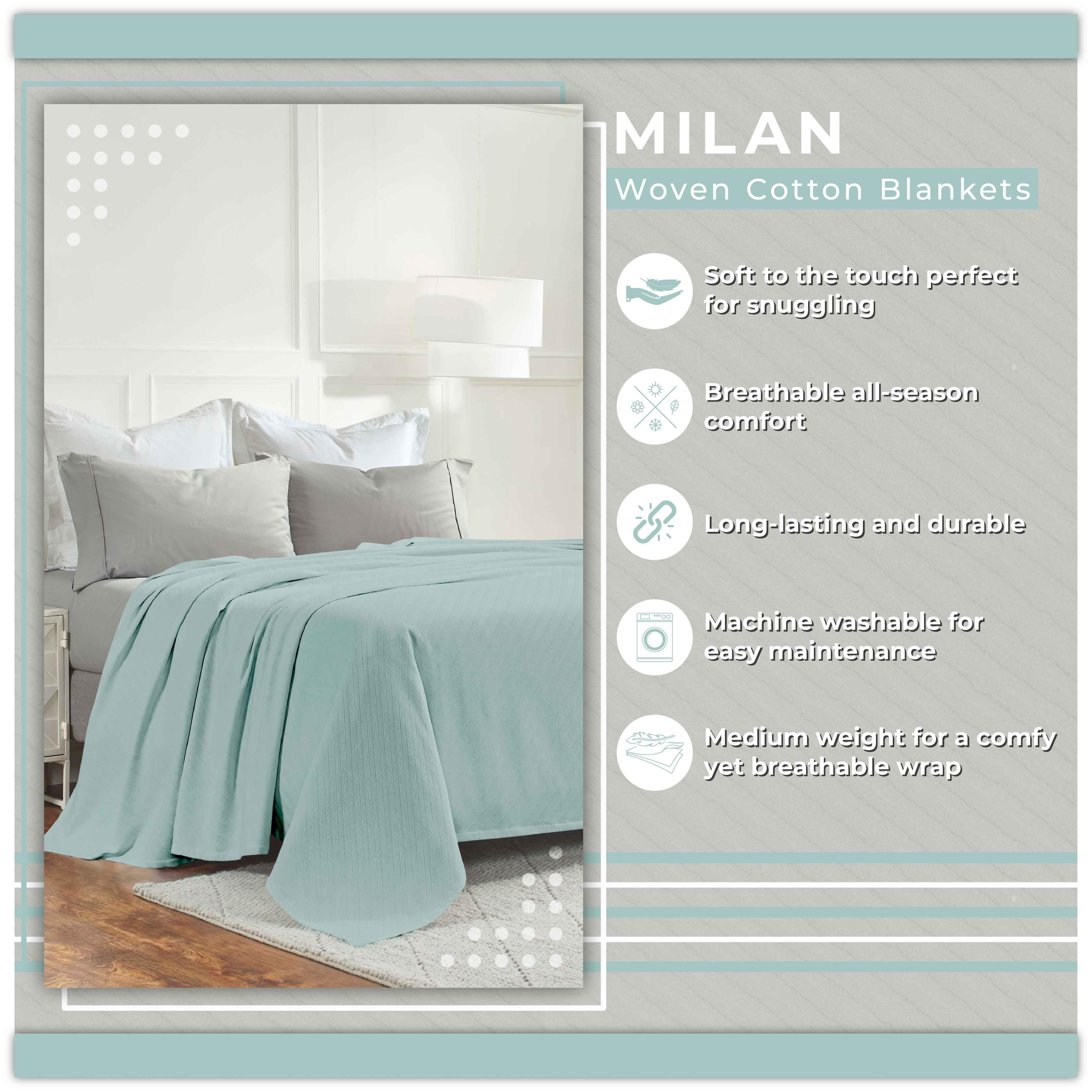 Milan Cotton Textured Jacquard Striped Lightweight Woven Blanket - Blanket by Superior Brand